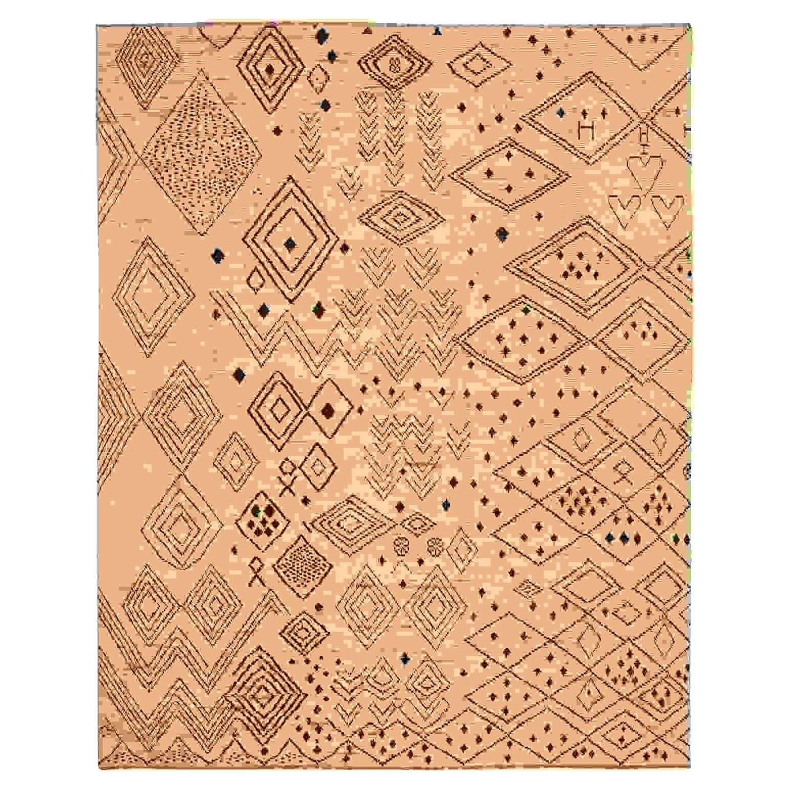 Afghanistan Marokkanische Teppiche - Wolle Braun Elfenbein Design - 96454
