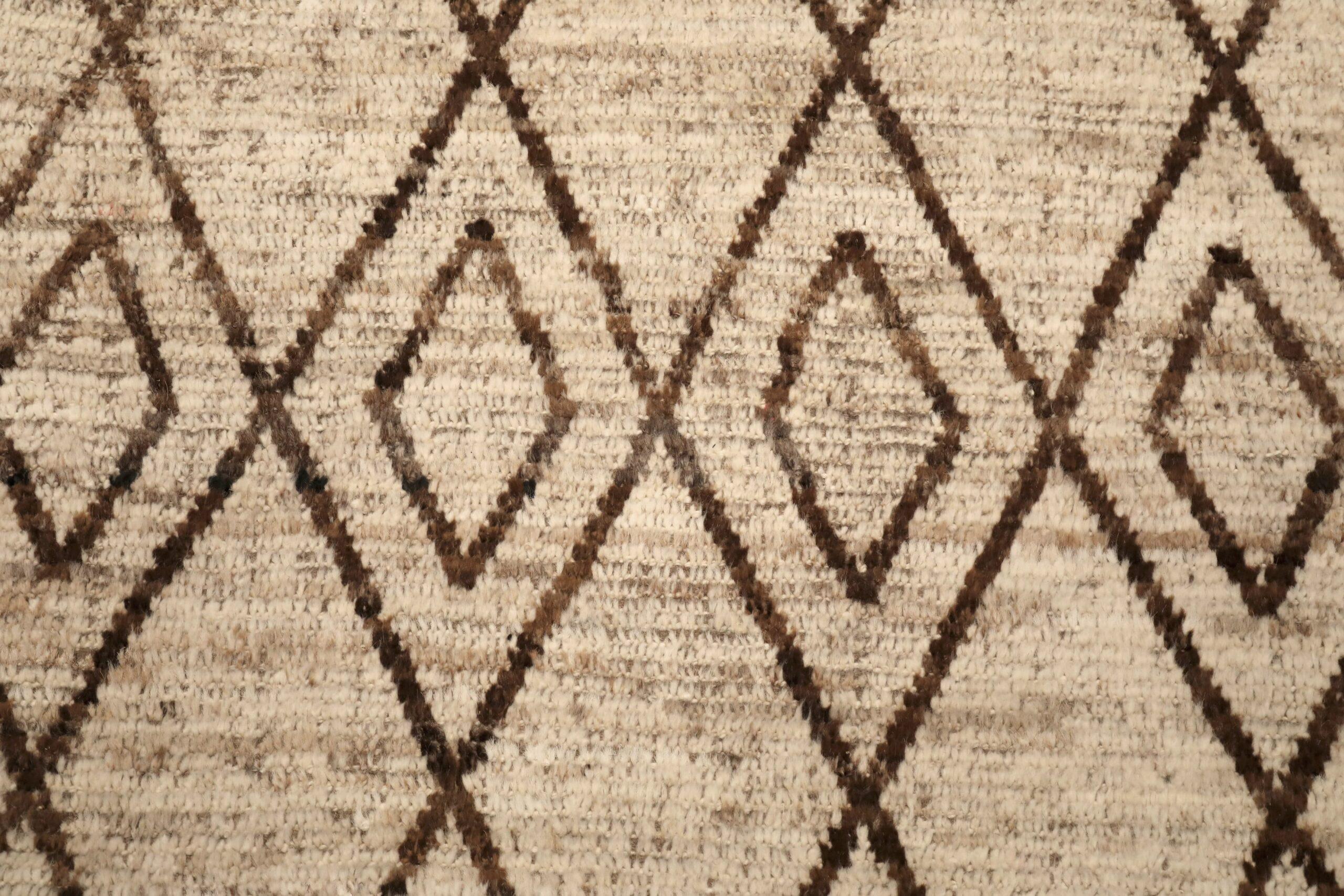 Afganistán Alfombras Marroquíes - Lana Marrón Diseño Marfil - 96461 en Excelente estado para la venta en Dallas, TX