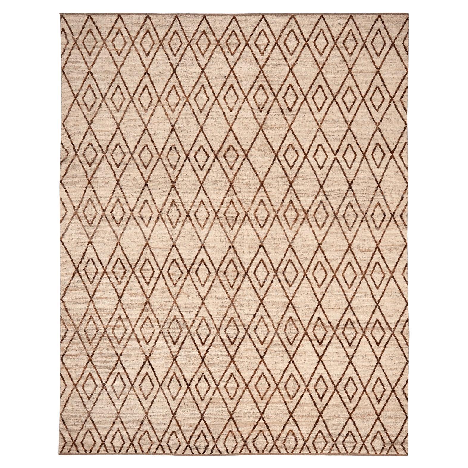 Tappeti Afghanistan Moroccan Area Rugs - Lana Marrone Avorio Design - 96461