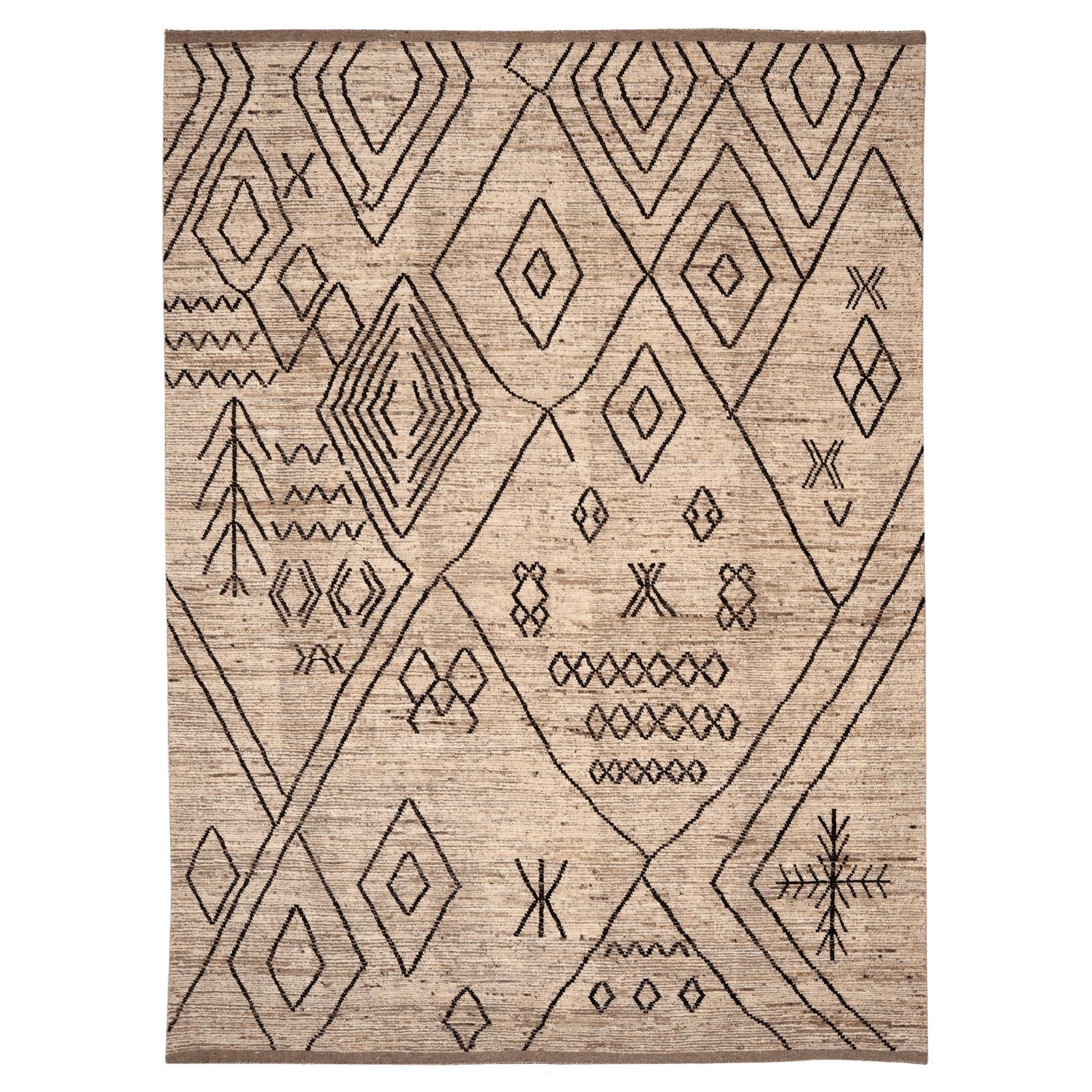 Tappeti Afghanistan Moroccan Area Rugs - Lana Marrone Avorio Design - 96462