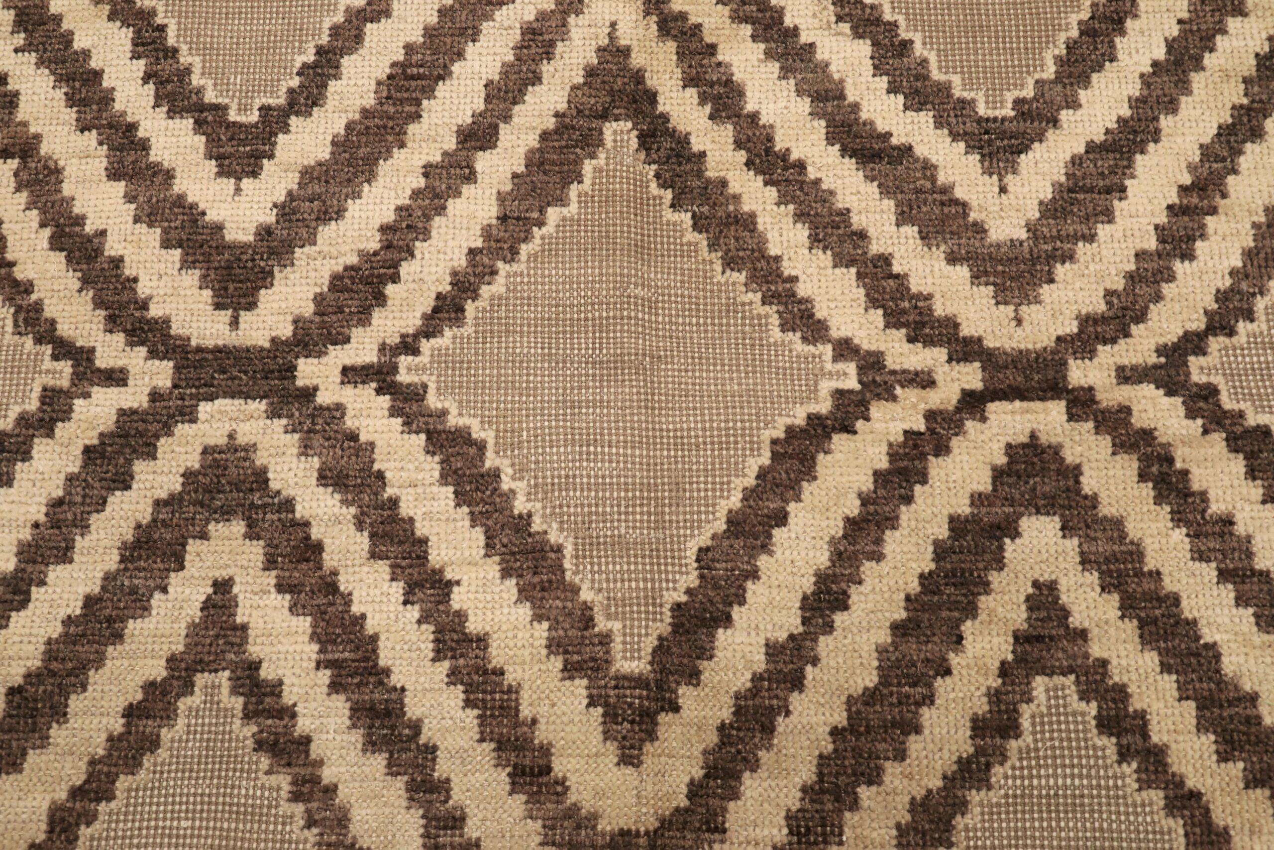 Afganistán Alfombras Marroquíes - Lana Marrón Diseño Marfil - 96465 Tejido a mano en venta