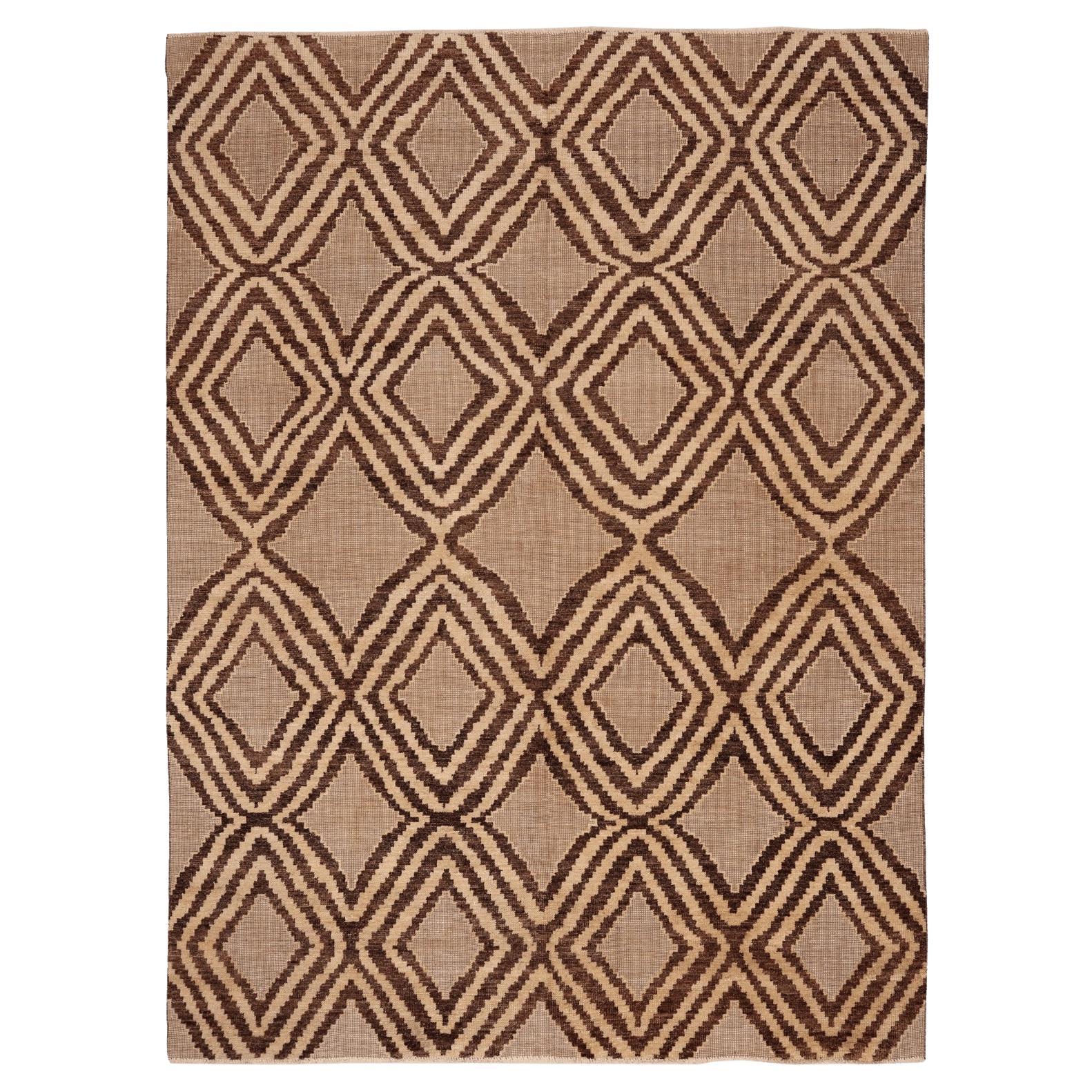 Tappeti Afghanistan Moroccan Area Rugs - Lana Marrone Avorio Design - 96465