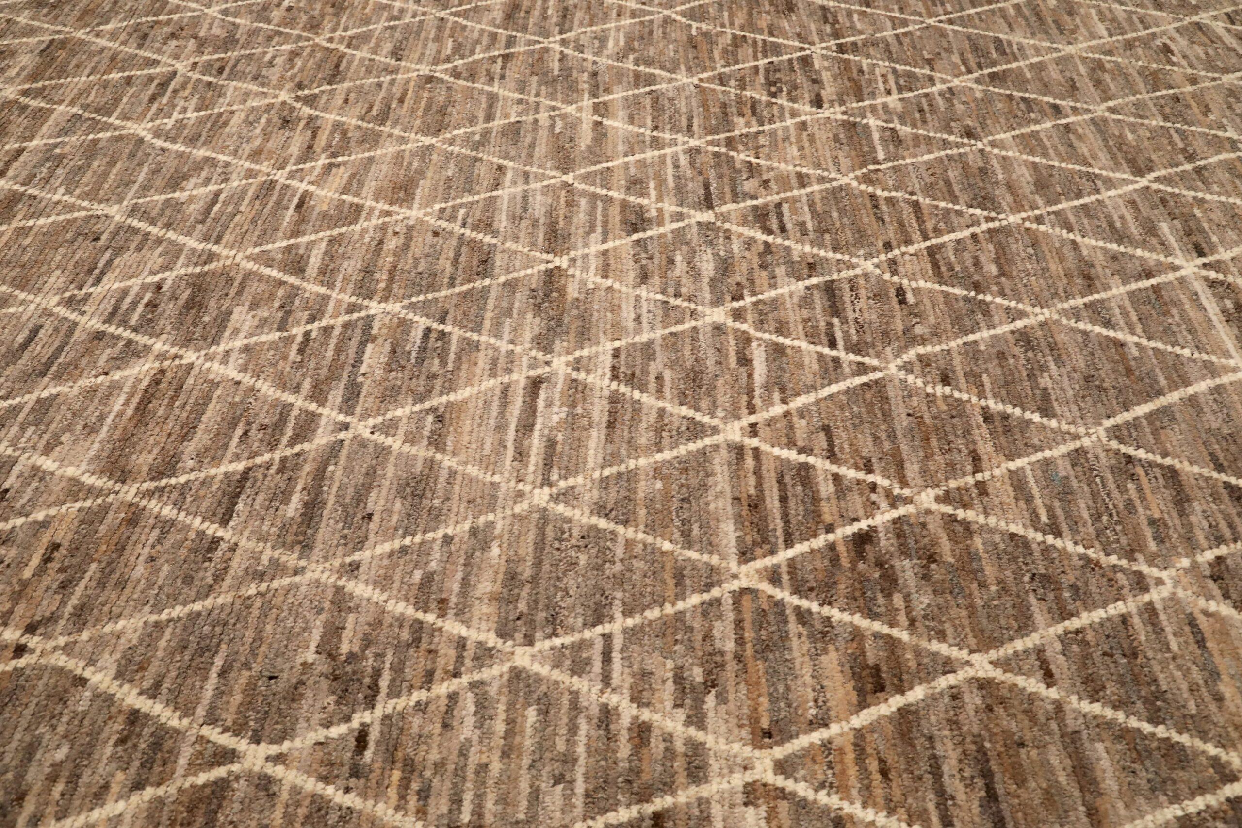 Afganistán Alfombras Marroquíes - Lana Marrón Diseño Marfil - 96466 Tejido a mano en venta