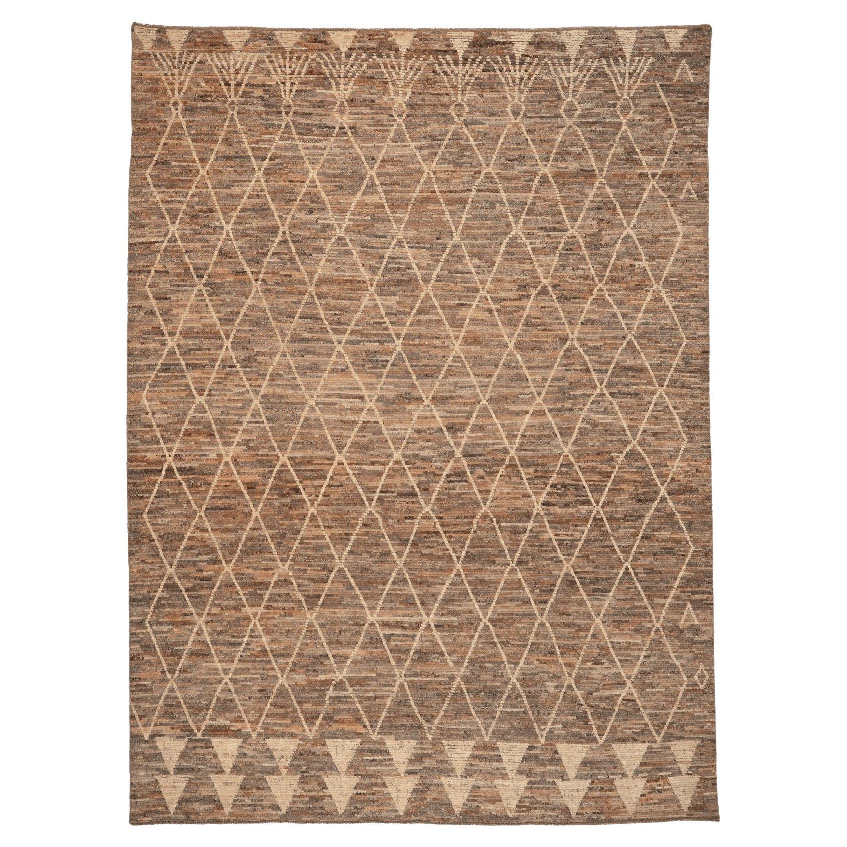 Afghanistan Marokkanische Teppiche - Wolle Braun Elfenbein Design - 96466