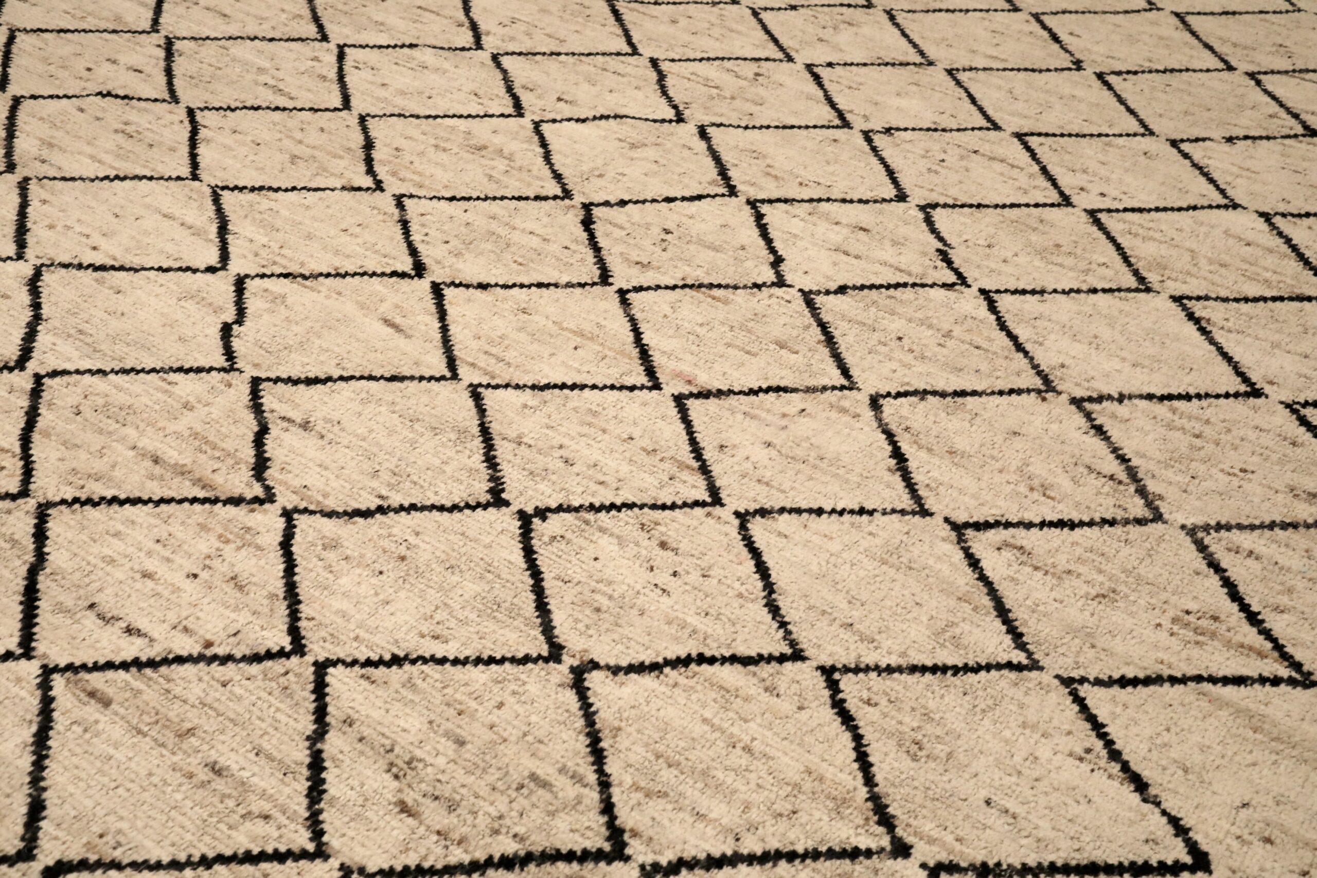 Tribale Tappeti Afghanistan Moroccan Area Rugs - Lana Marrone Avorio Design - 96480 in vendita