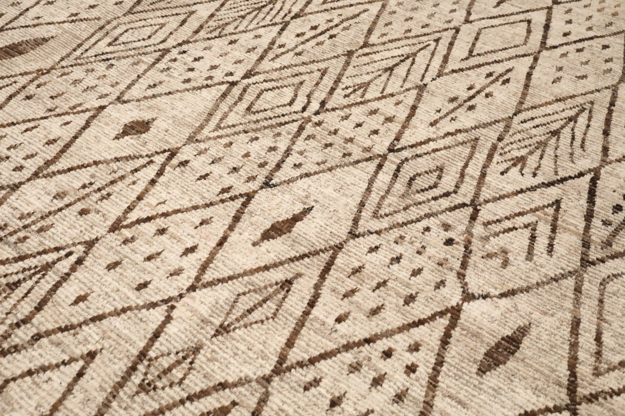 Afganistán Alfombras Marroquíes - Lana Marrón Diseño Marfil - 96484 Tribal en venta