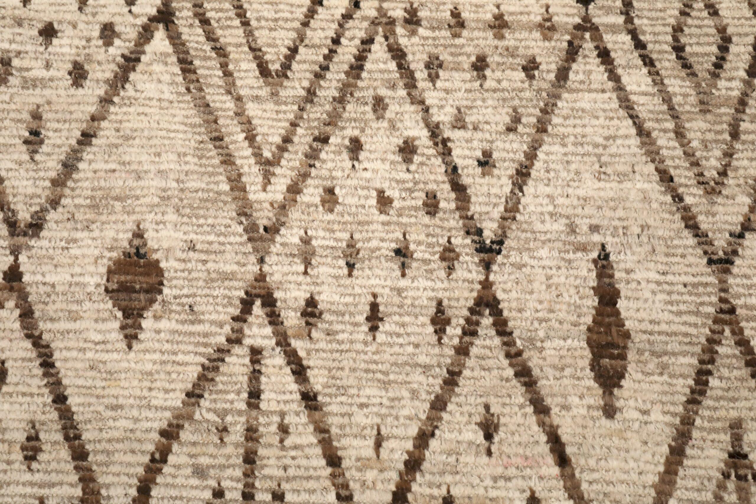Afganistán Alfombras Marroquíes - Lana Marrón Diseño Marfil - 96484 Anudado a mano en venta