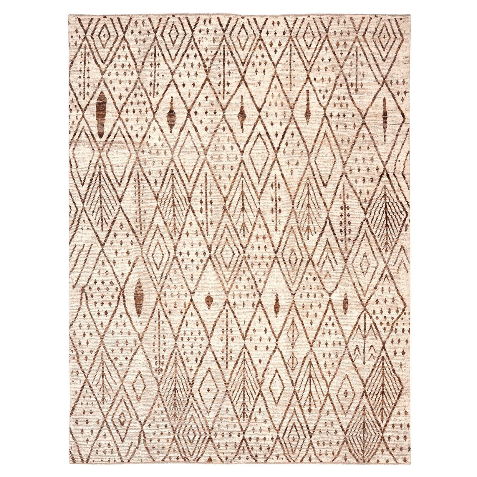 Afghanistan Marokkanische Teppiche - Wolle Braun Elfenbein Design - 96484