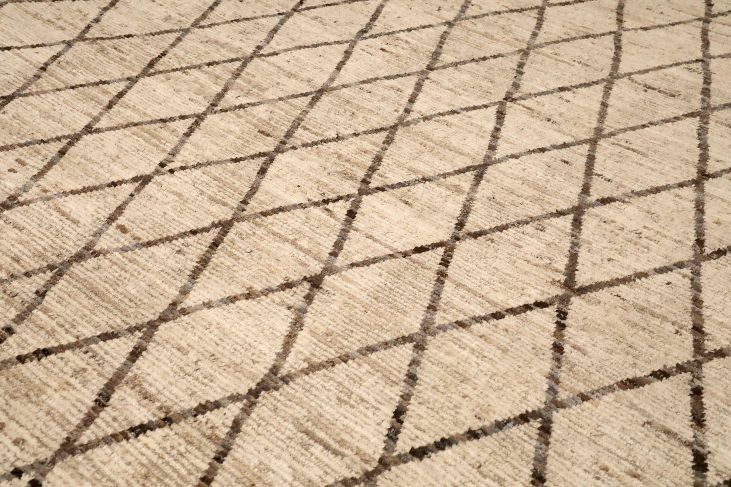 Tribale Tappeti Afghanistan Moroccan Area Rugs - Lana Marrone Avorio Design - 96485 in vendita