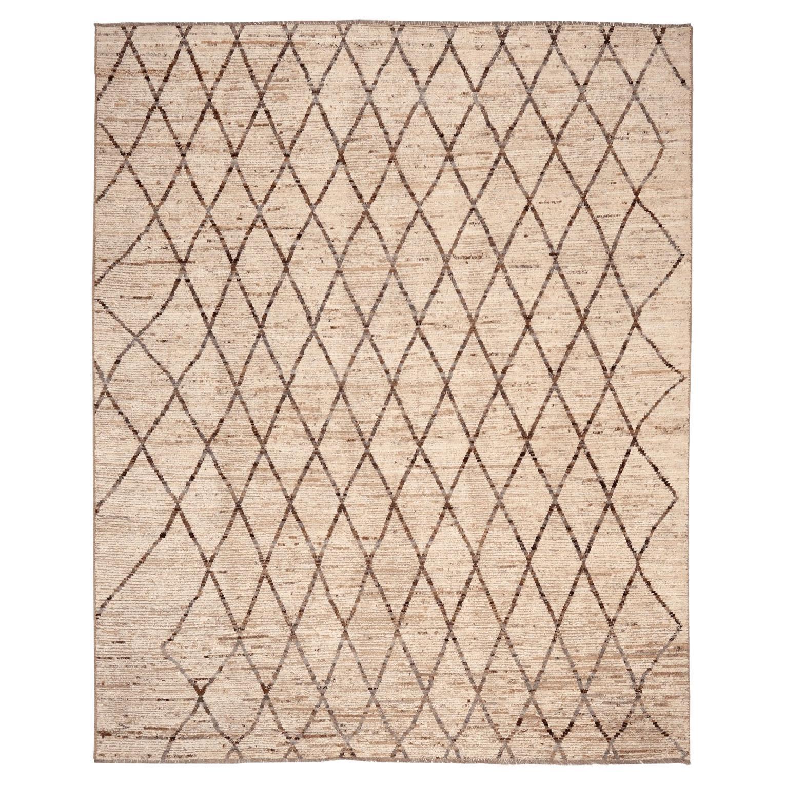 Tappeti Afghanistan Moroccan Area Rugs - Lana Marrone Avorio Design - 96485