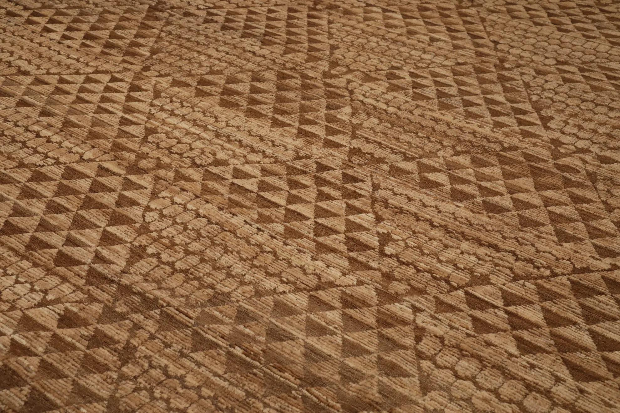 Tessuto a mano Tappeti Afghanistan Moroccan Area Rugs - Lana Marrone Avorio Design - 98436 in vendita
