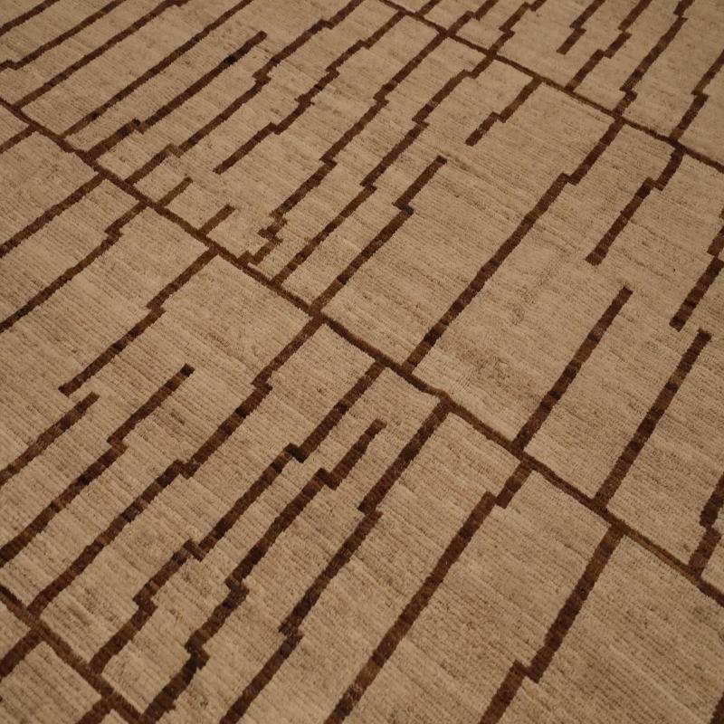 Tribale Tappeti Afghanistan Moroccan Area Rugs - Lana Marrone Avorio Design - 98441 in vendita