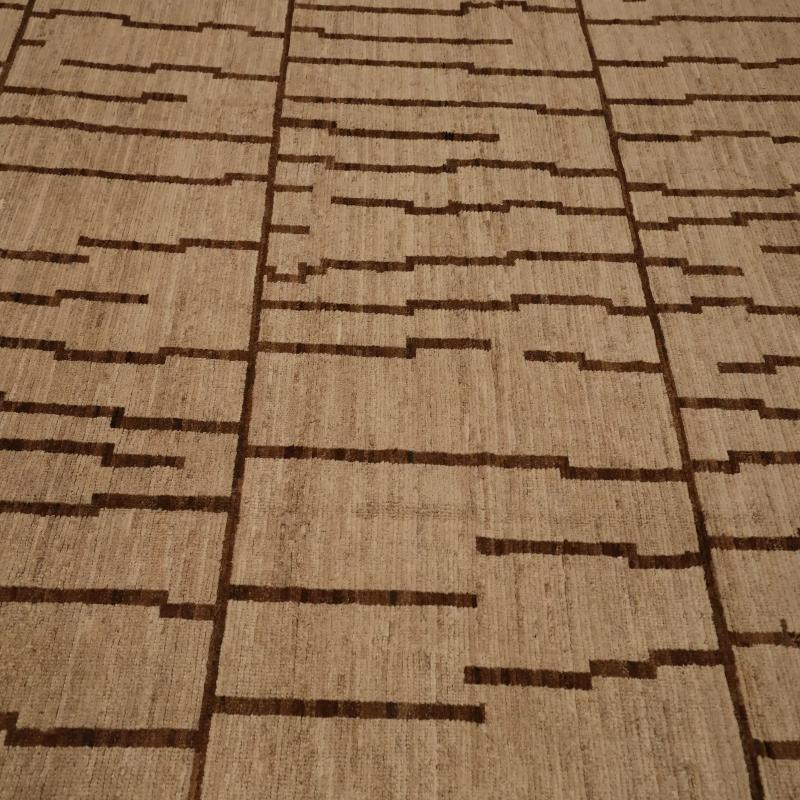 Afghano Tappeti Afghanistan Moroccan Area Rugs - Lana Marrone Avorio Design - 98441 in vendita