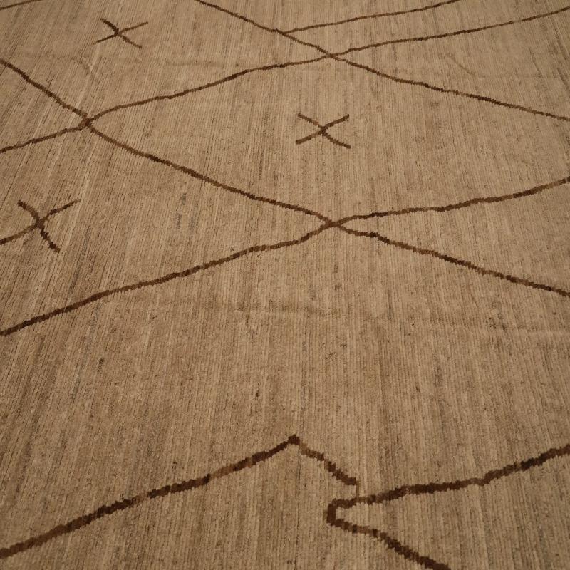 Tribale Tappeti Afghanistan Moroccan Area Rugs - Lana Marrone Avorio Design - 98442 in vendita