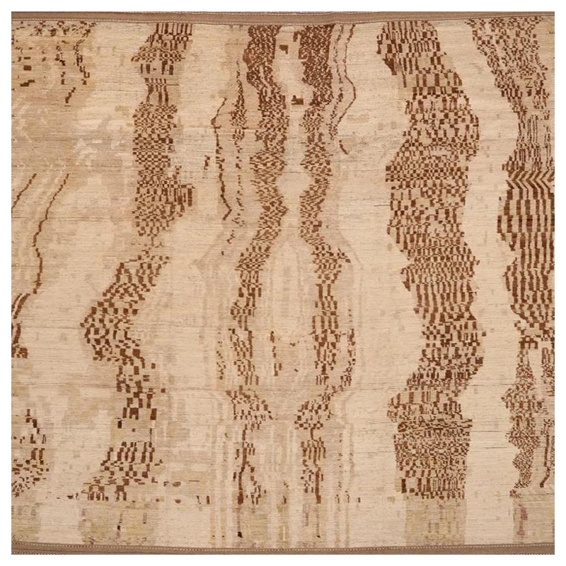 Afghanistan Marokkanische Teppiche - Wolle Braun Elfenbein Design - 98446