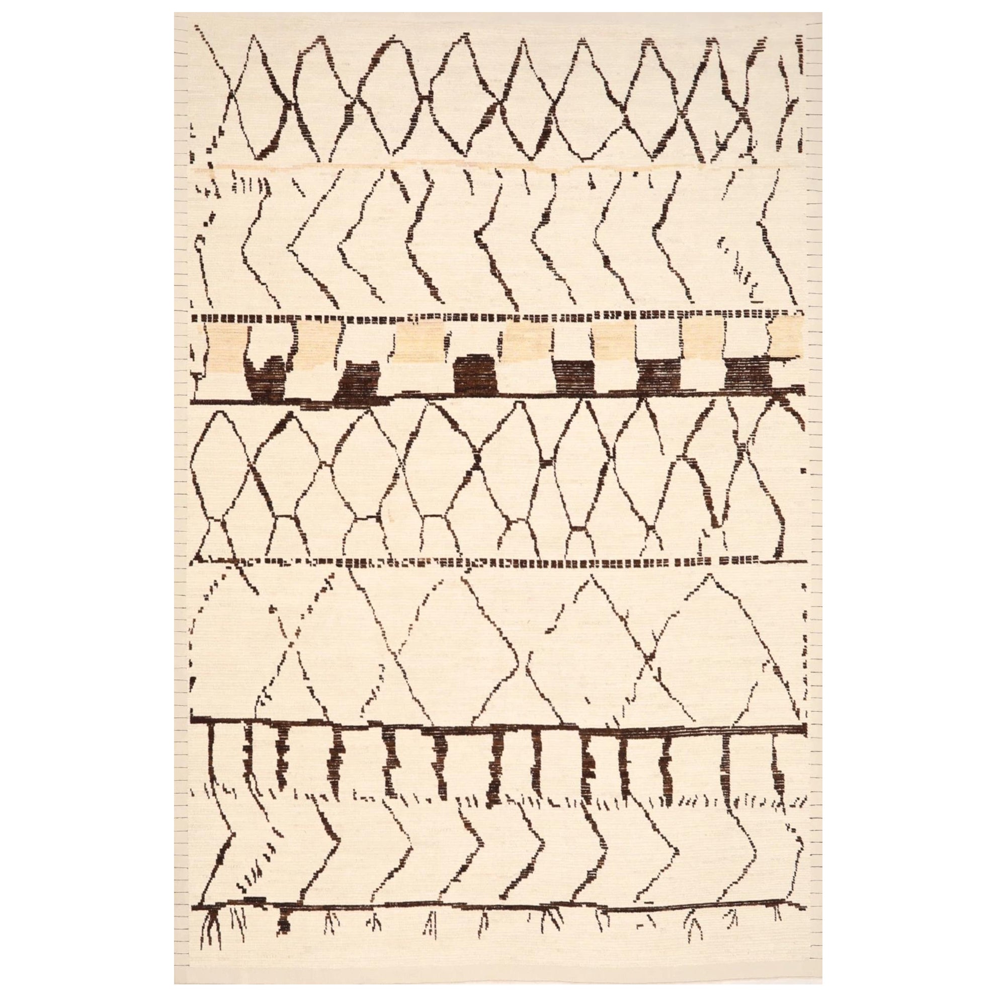 Tappeti Afghanistan Moroccan Area Rugs - Lana Marrone Avorio Design - 99621