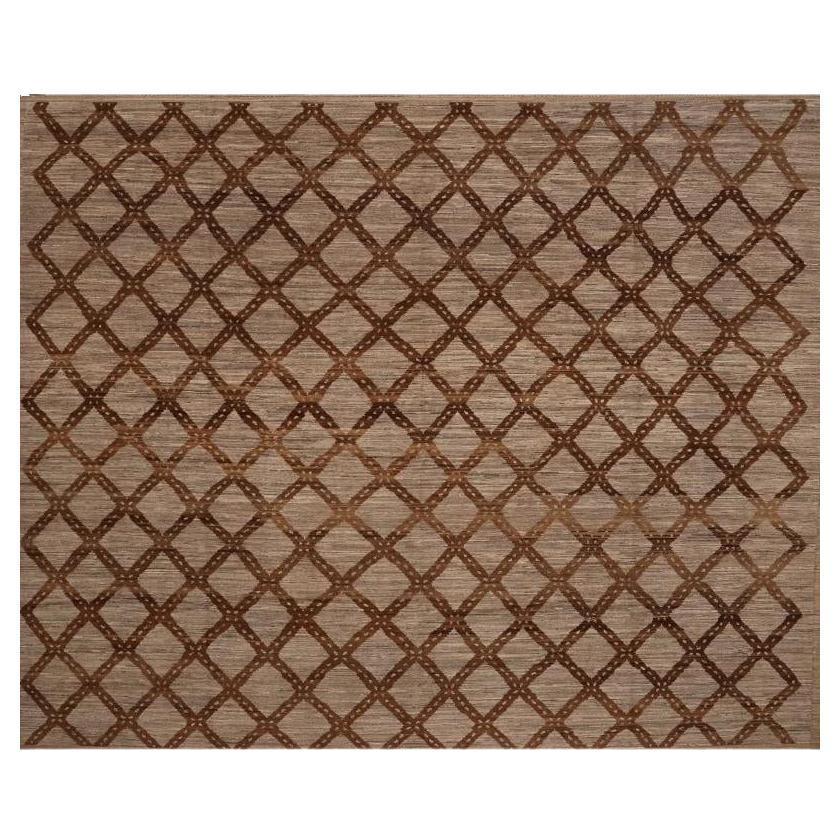 Tappeti Afghanistan Moroccan Area Rugs - Lana Marrone Taupe Design - 98434 in vendita