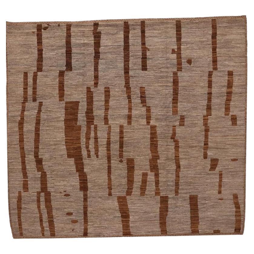 Afghanistan Tapis de zone marocain - Laine Brown Taupe Design - 98444