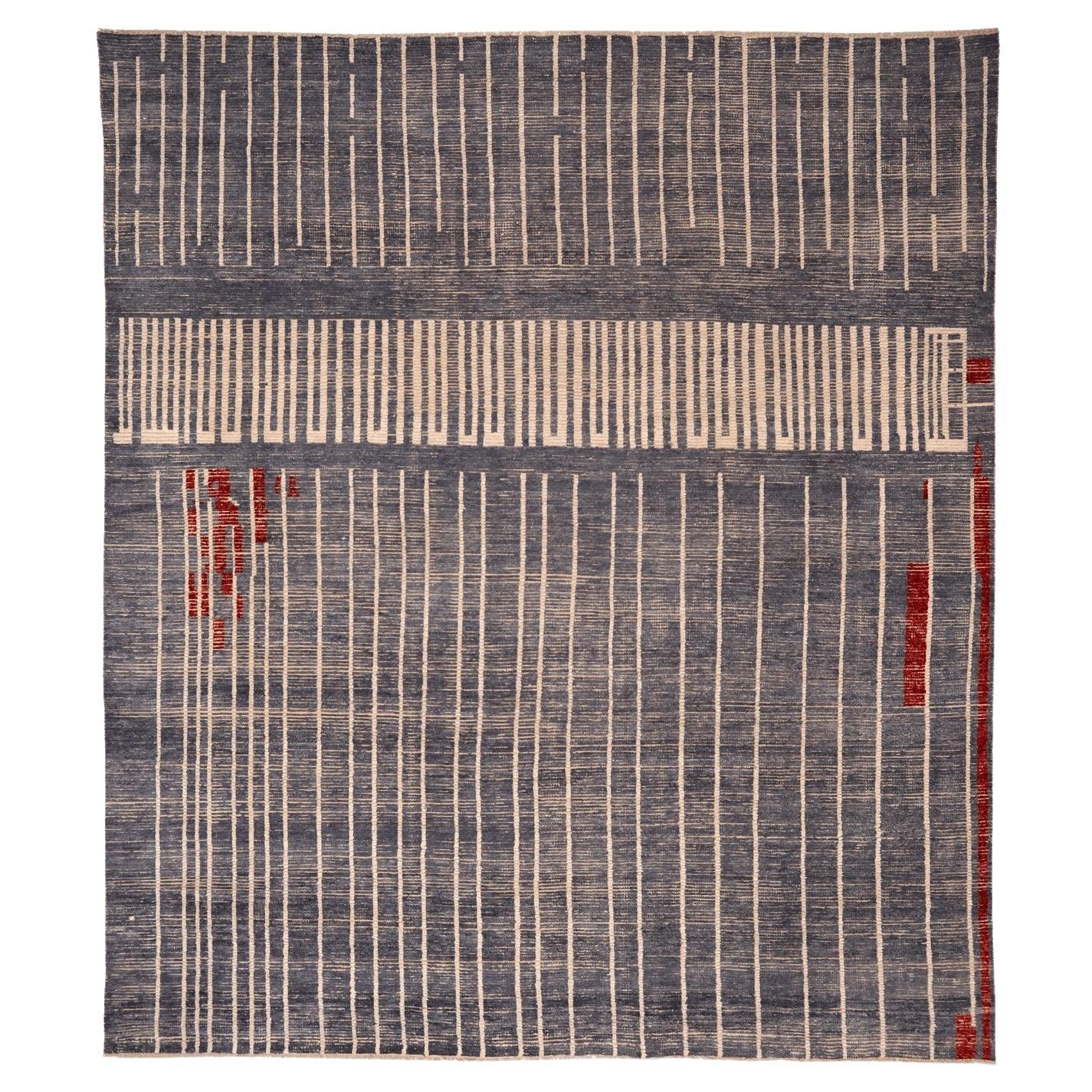 Afganistán Alfombras Marroquíes - Lana Gris Diseño Marfil - 96476