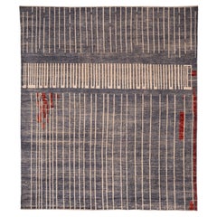 Afghanistan Moroccan Area Rugs - Wool Gray Ivory Design - 96476