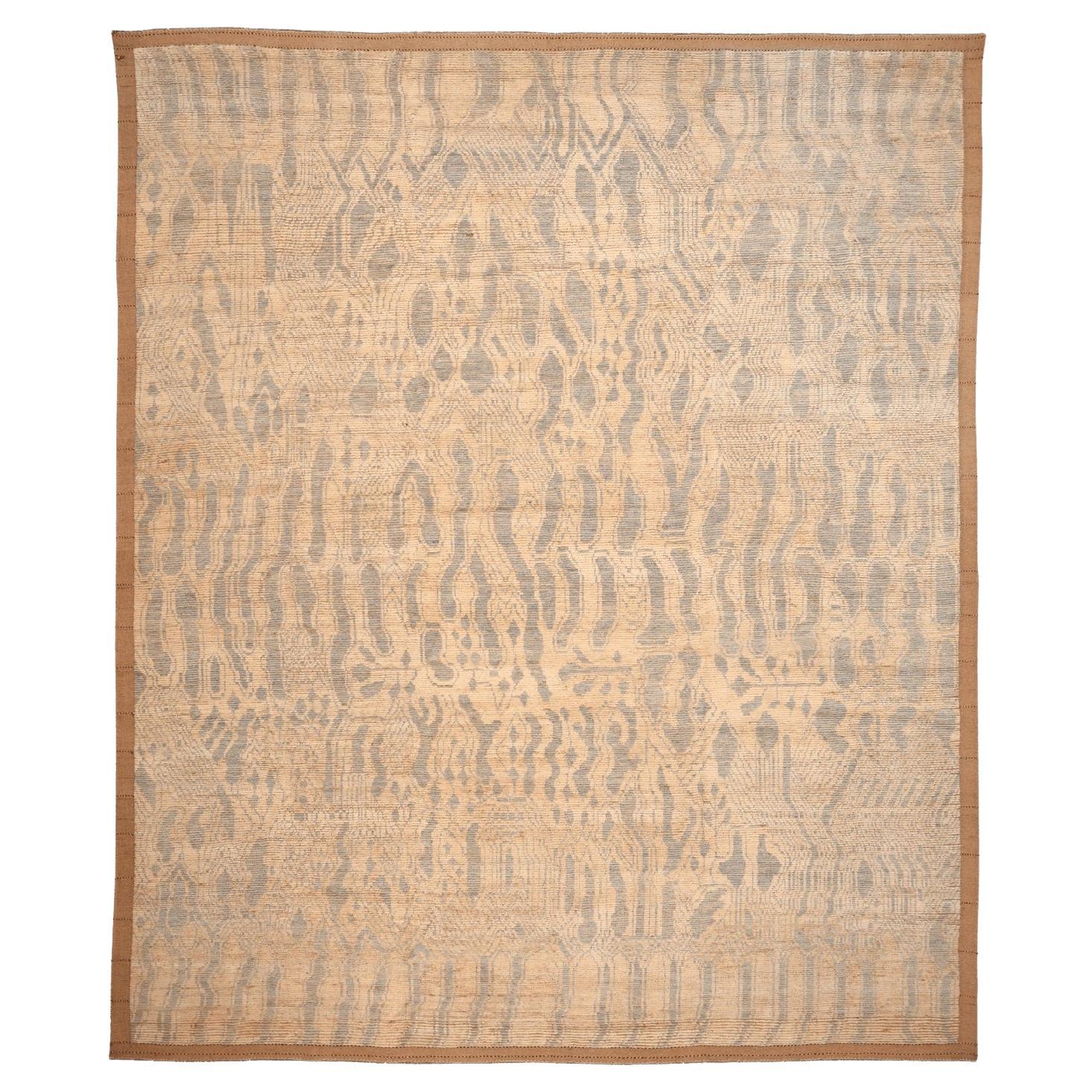 Afghanistan Moroccan Area Rugs - Wool Gray Ivory Design - 96479