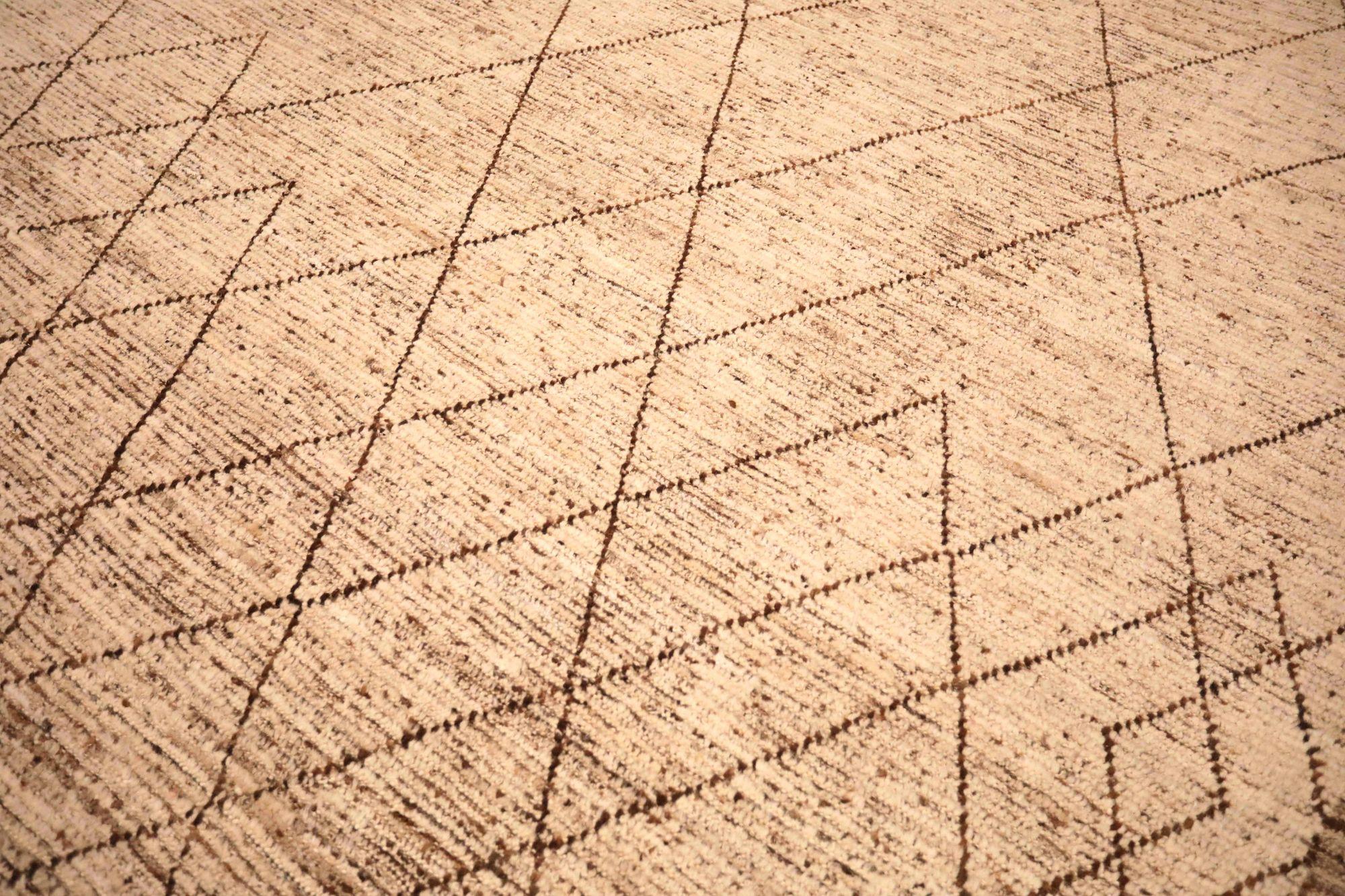 Annodato a mano Tappeti Afghanistan Moroccan Area Rugs - Wool Ivory Design - 93585 in vendita