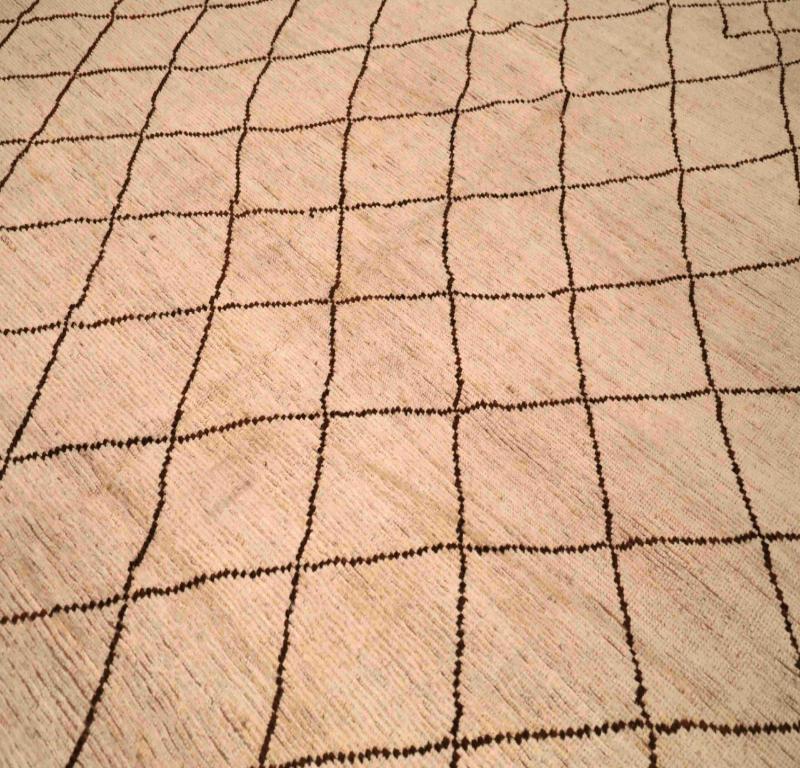 Afghano Tappeti Afghanistan Moroccan Area Rugs - Wool Ivory Design - 96377 in vendita