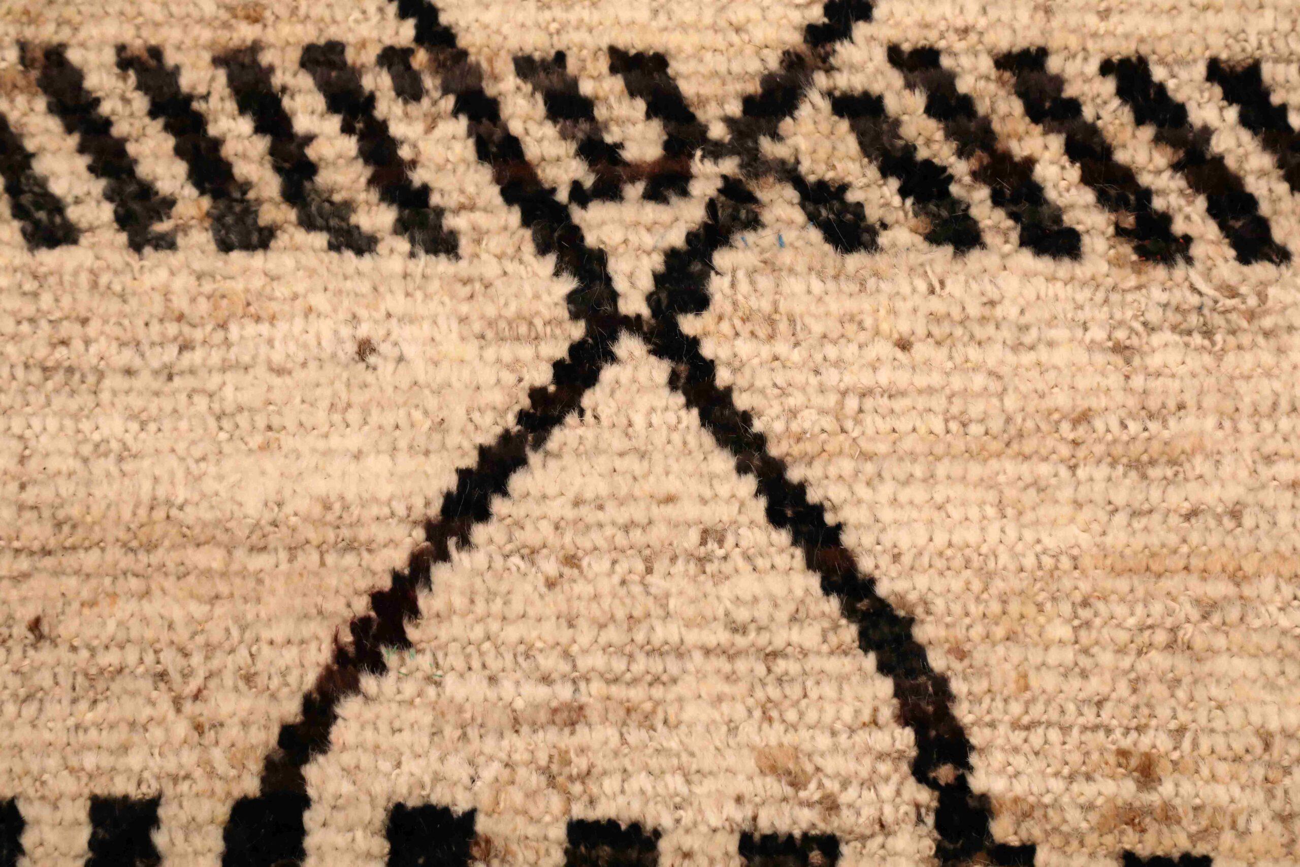 Tribale Tappeti Afghanistan Moroccan Area Rugs - Wool Ivory Design - 96385 in vendita