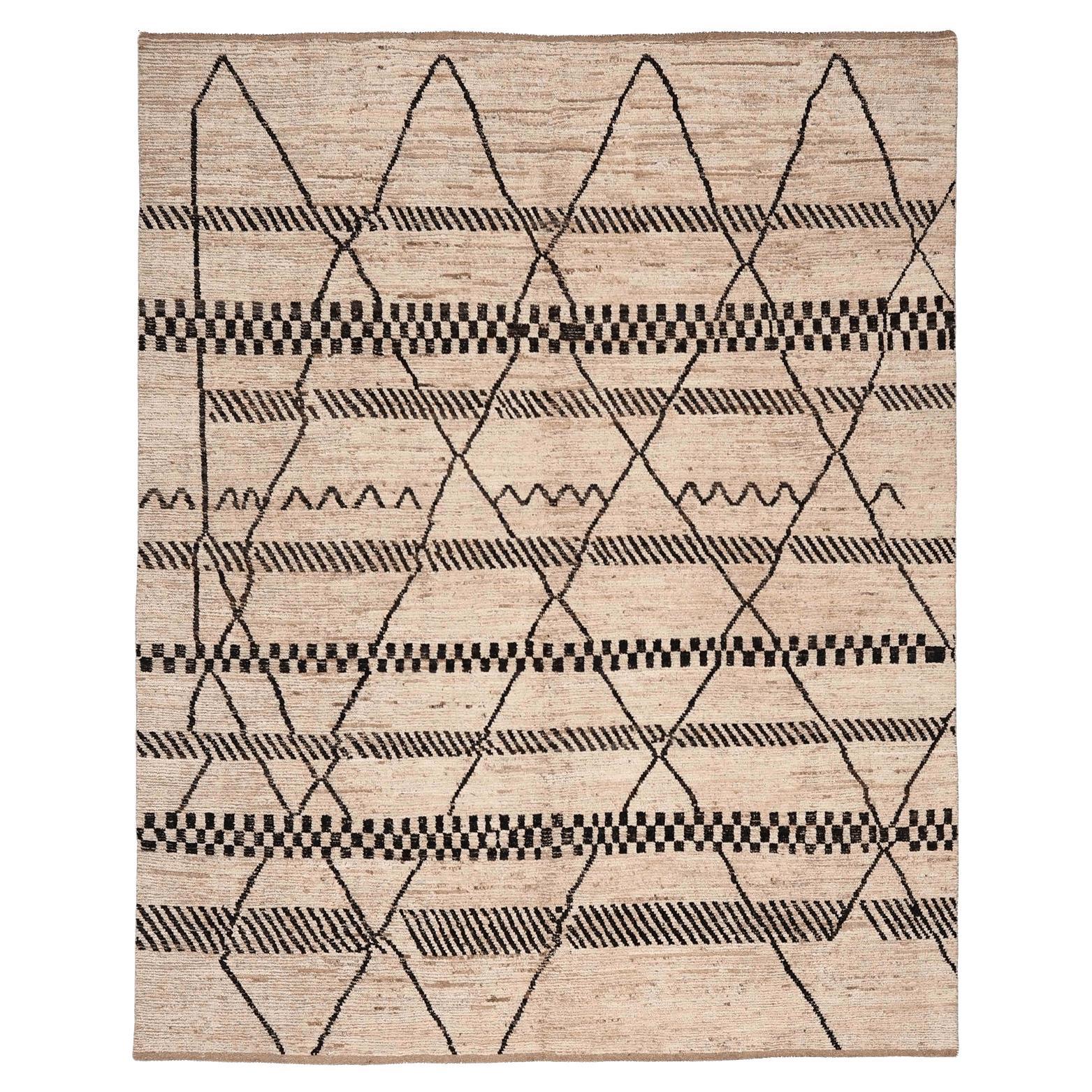 Afghanistan Moroccan Area Rugs - Wool Ivory Design - 96385