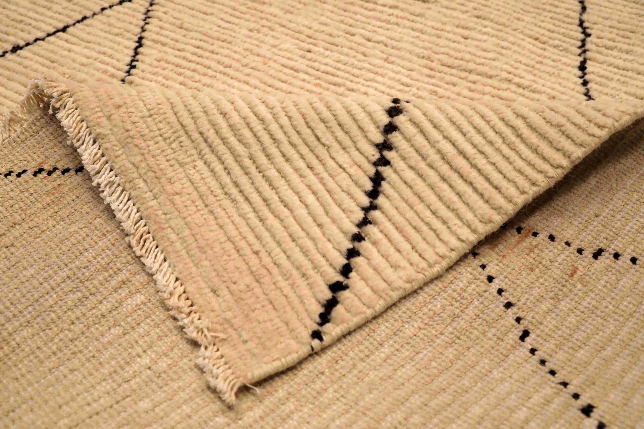 Tribal Afghanistan Moroccan Area Rugs - Wool Ivory Design - 96422 For Sale