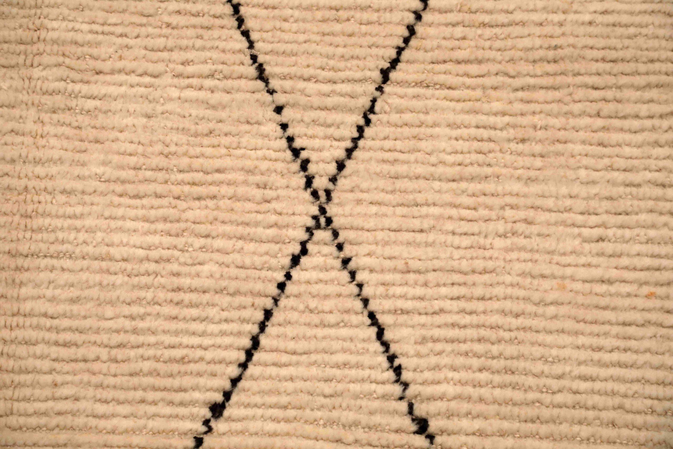 Afghanistan Moroccan Area Rugs - Wool Ivory Design - 96422 In Excellent Condition For Sale In Dallas, TX