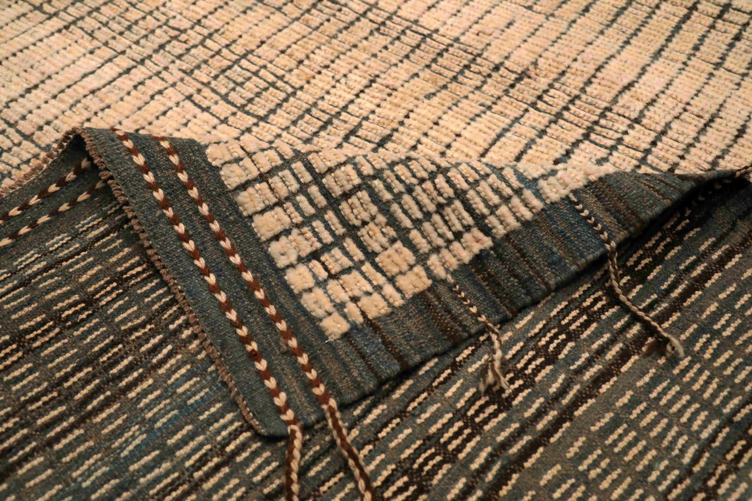 Tribale Tappeti Afghanistan Moroccan Area Rugs - Wool Ivory Design - 96427 in vendita