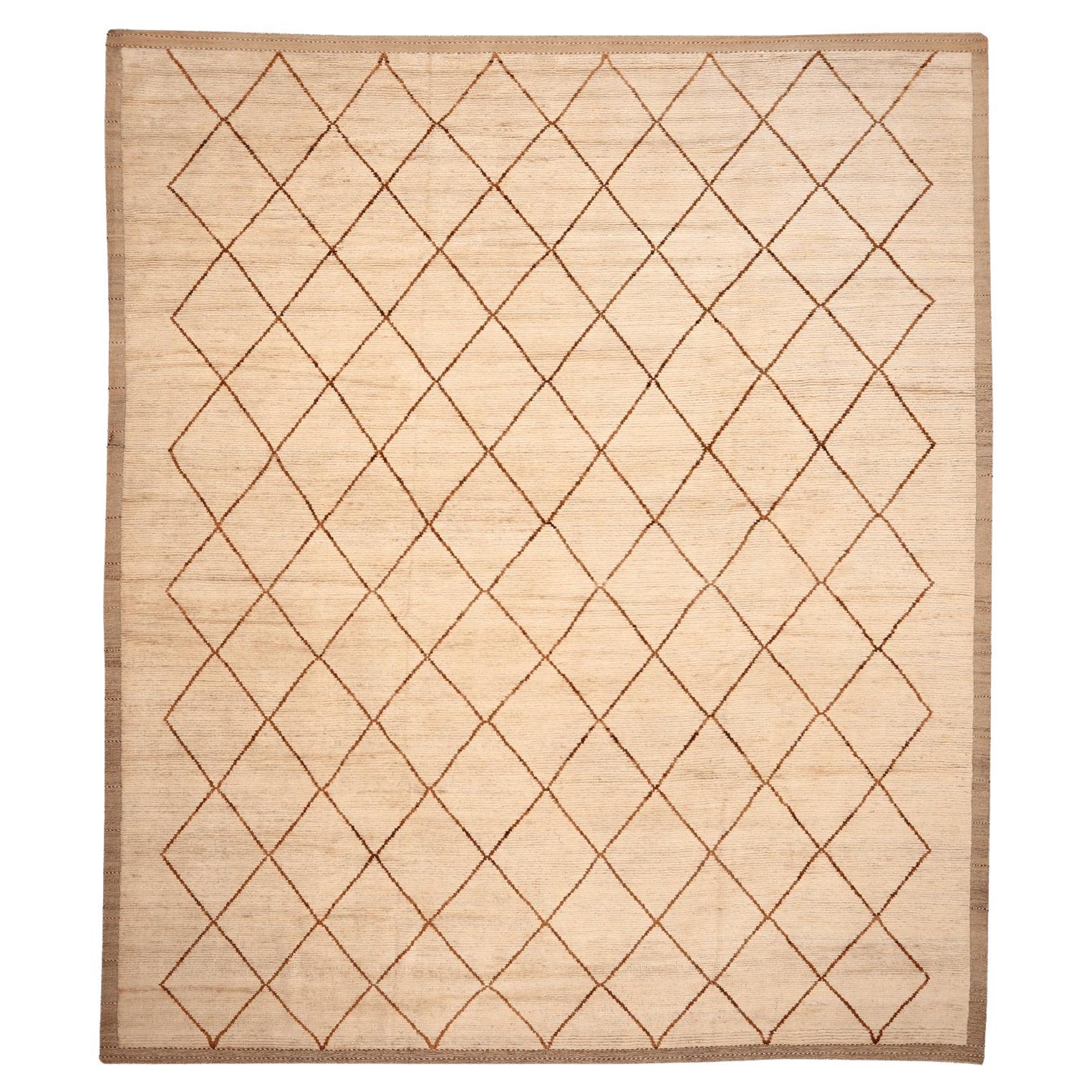 Afghanistan Moroccan Area Rugs - Wool Ivory Design - 96457