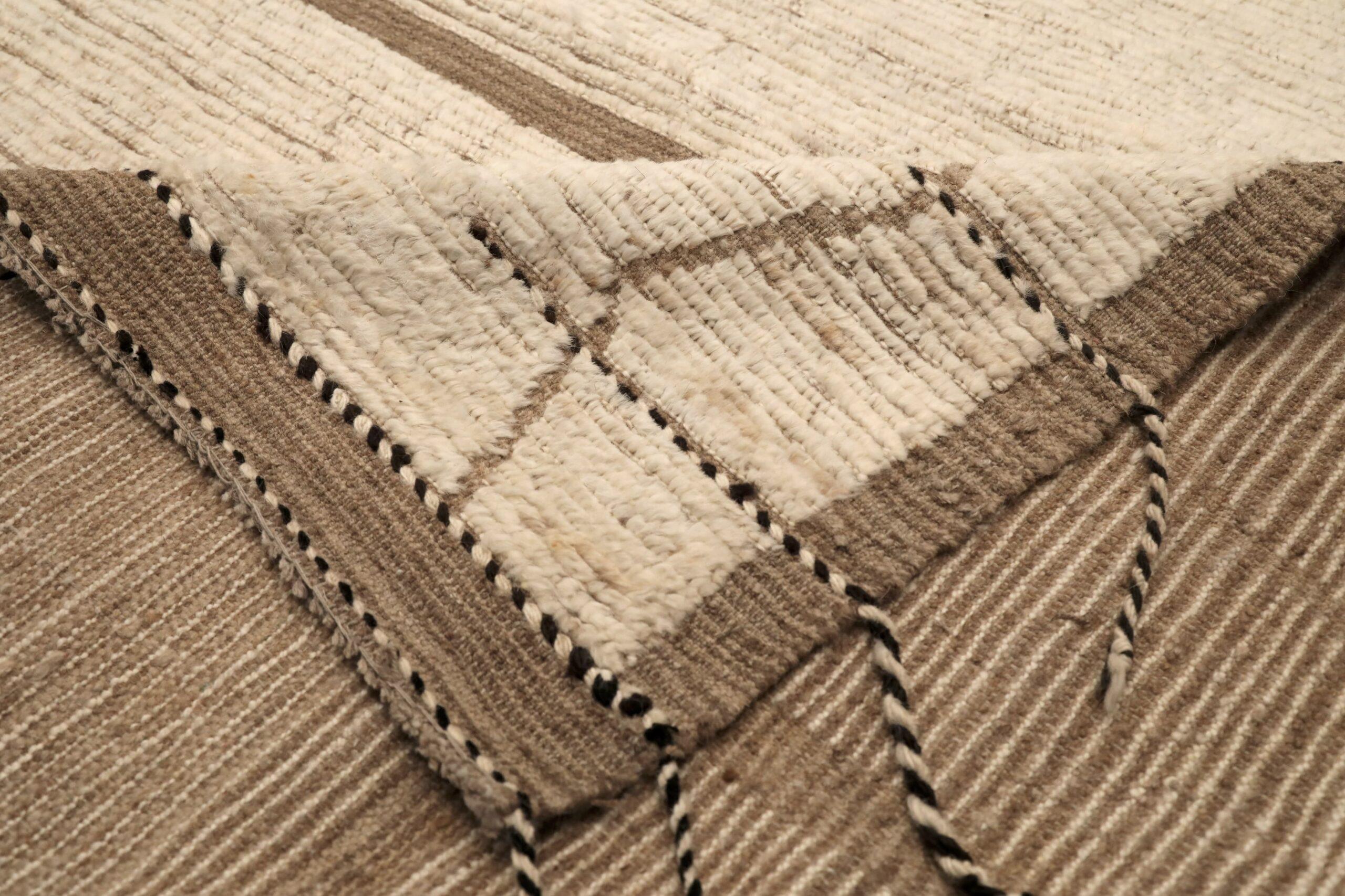 Tribale Tappeti Afghanistan Moroccan Area Rugs - Wool Ivory Design - 96474 in vendita