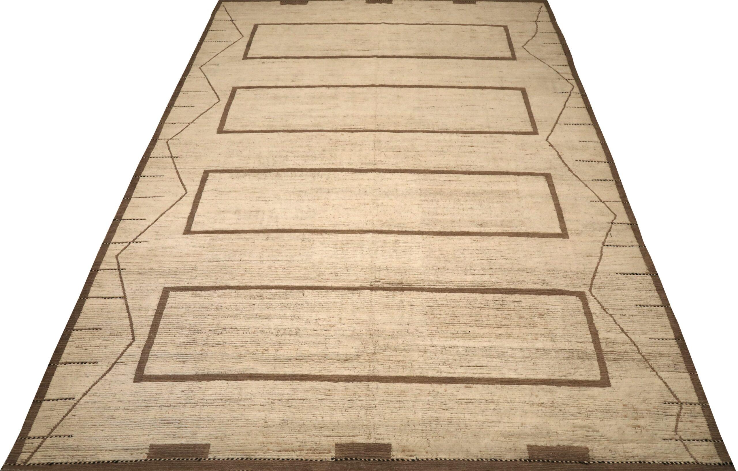 Tessuto a mano Tappeti Afghanistan Moroccan Area Rugs - Wool Ivory Design - 96474 in vendita