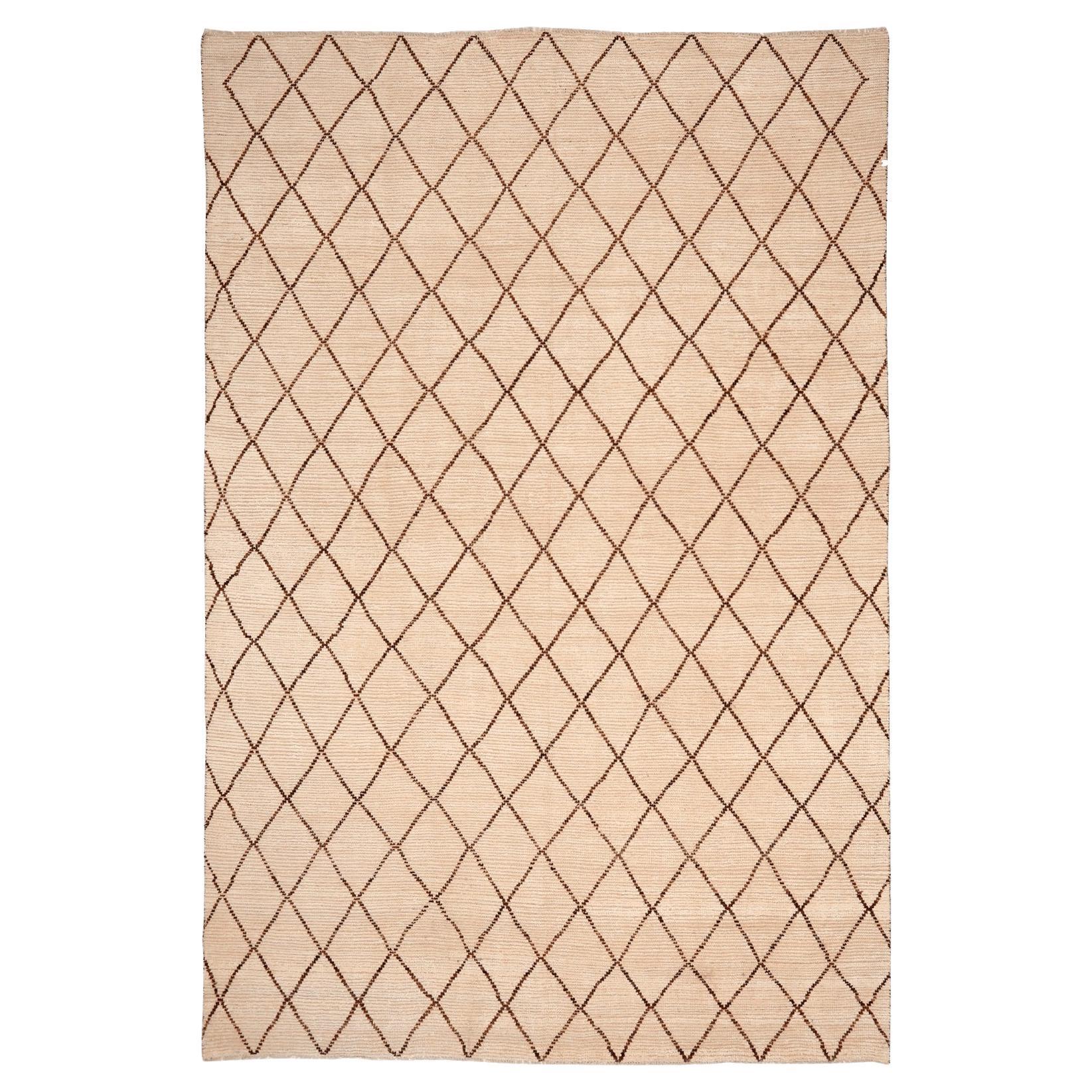 Tapis marocains Afghanistan - Design en laine ivoire - 96475