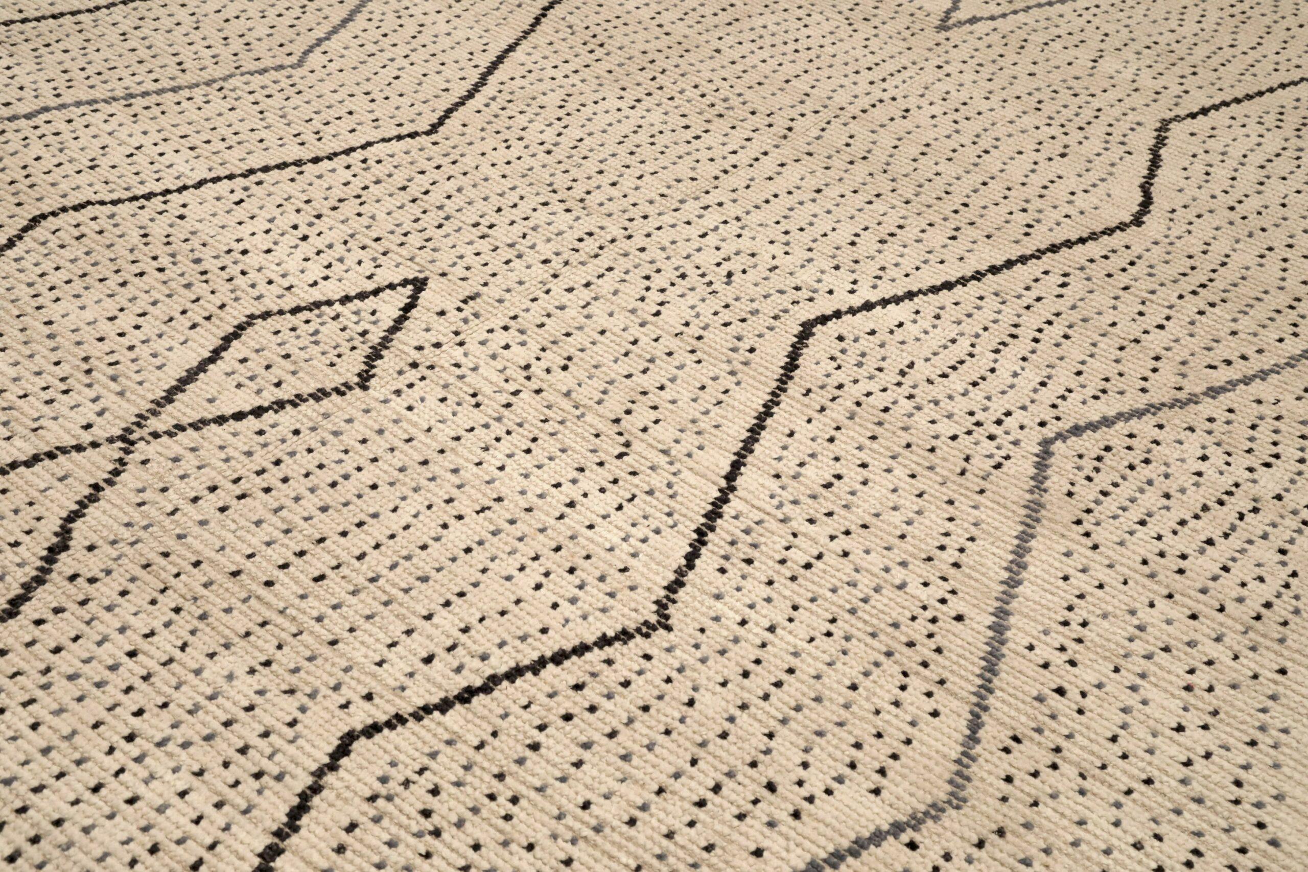 Tribale Tappeti Afghanistan Moroccan Area Rugs - Wool Ivory Design - 96481 in vendita