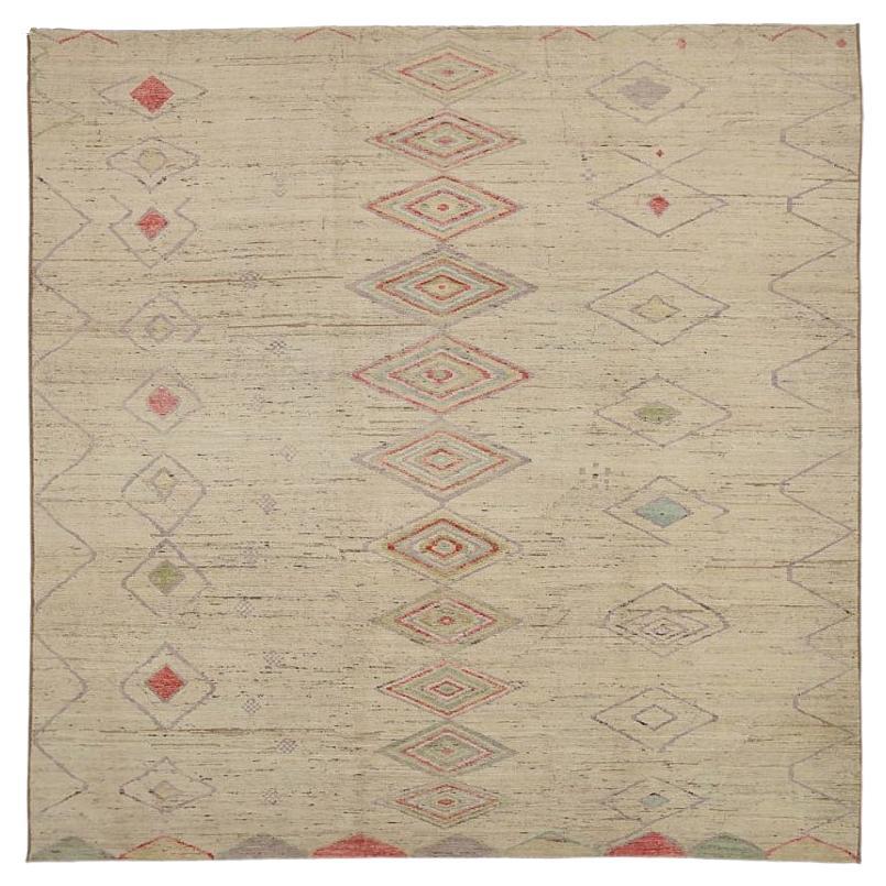 Marokkanische Teppiche aus Afghanistan – Wolle, elfenbein-rotes Design – 90566