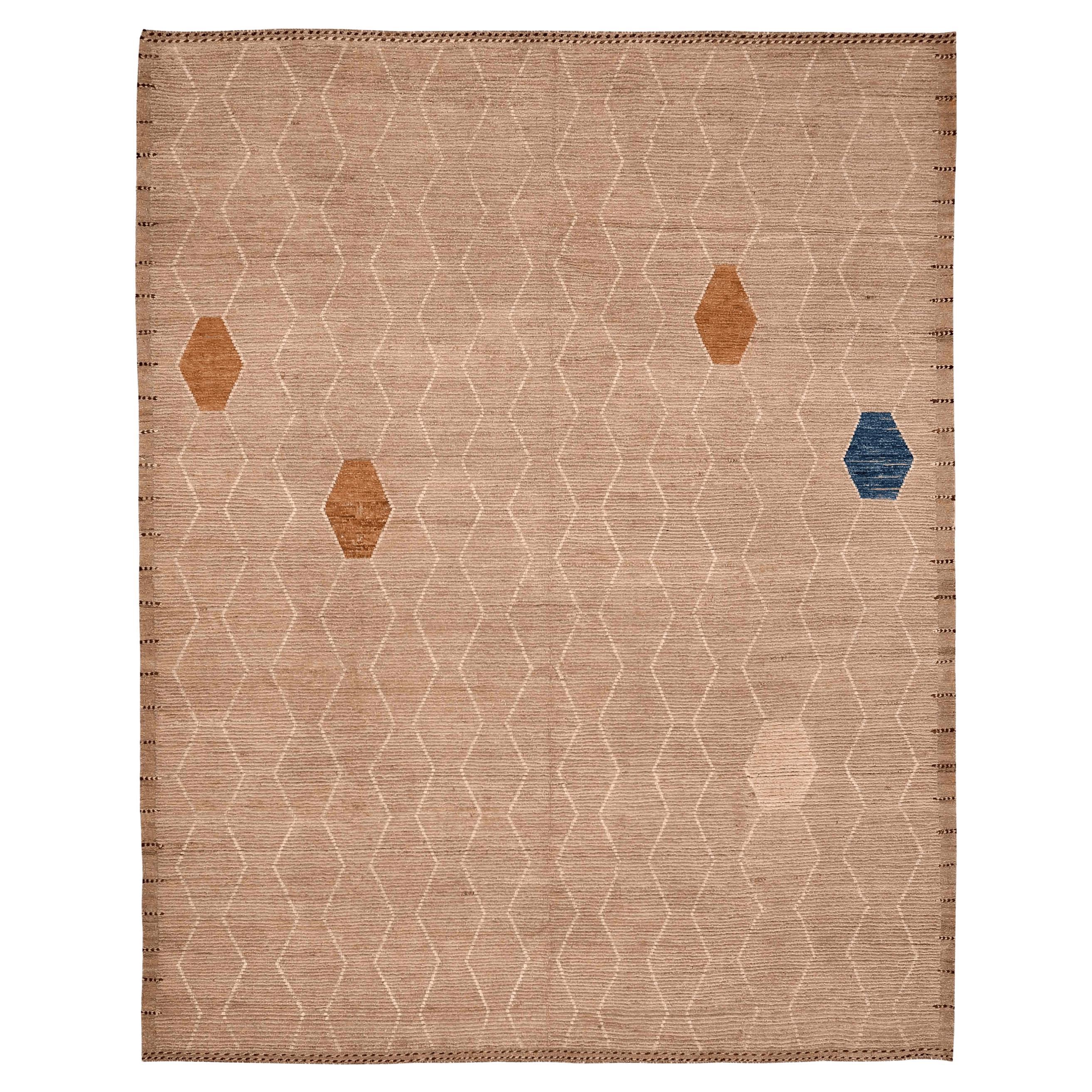 Afghanistan Moroccan Area Rugs - Wool Ivory Taupe Design - 96426