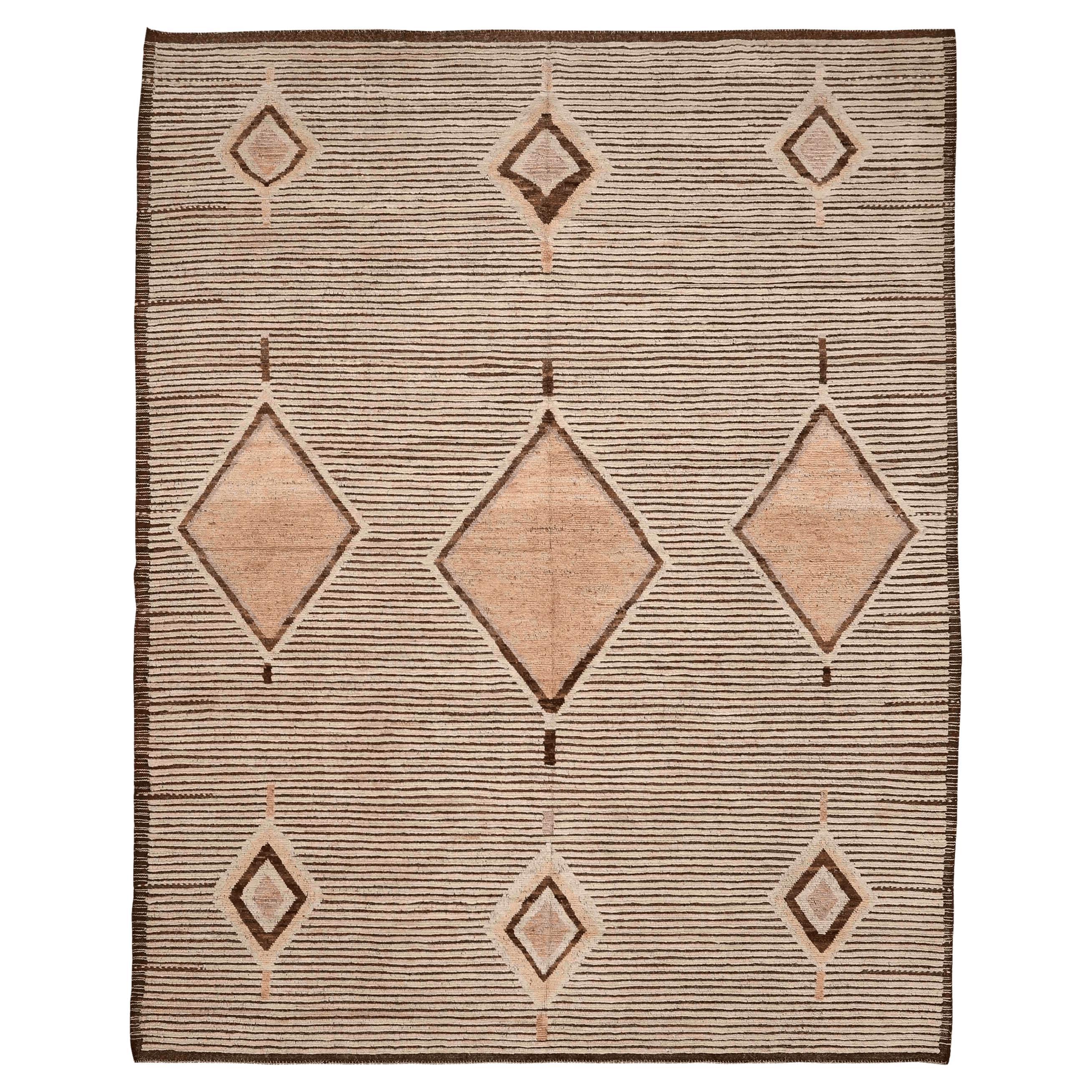Marokkanische Teppiche aus Afghanistan – Wolle, elfenbeinfarben, taupefarben, Design – 96433