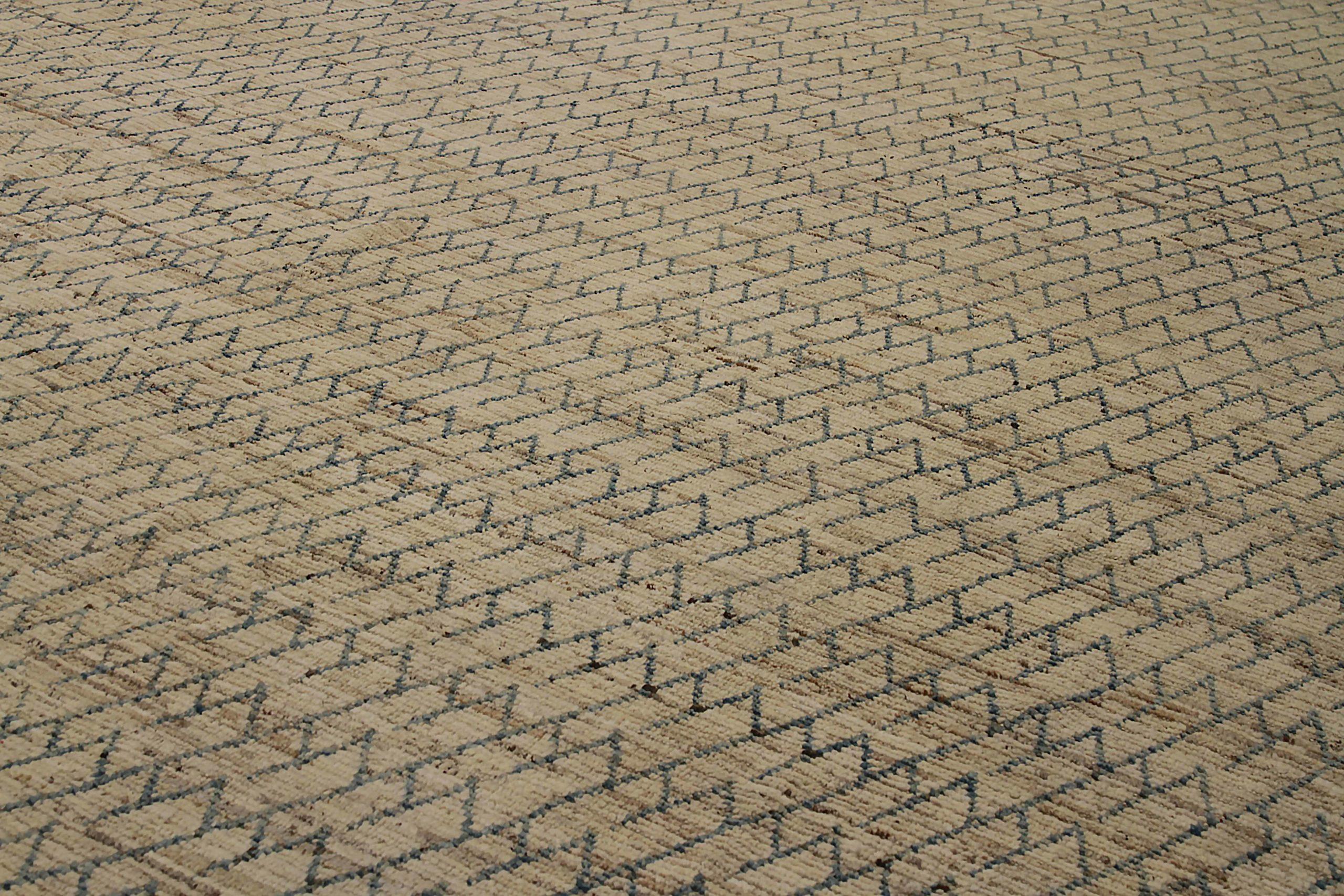 Marokkanischer Over Size-Teppich aus Afghanistan in Übergröße um 1990 - Wolle Blau Taupe Design - 90558 im Zustand „Hervorragend“ im Angebot in Dallas, TX