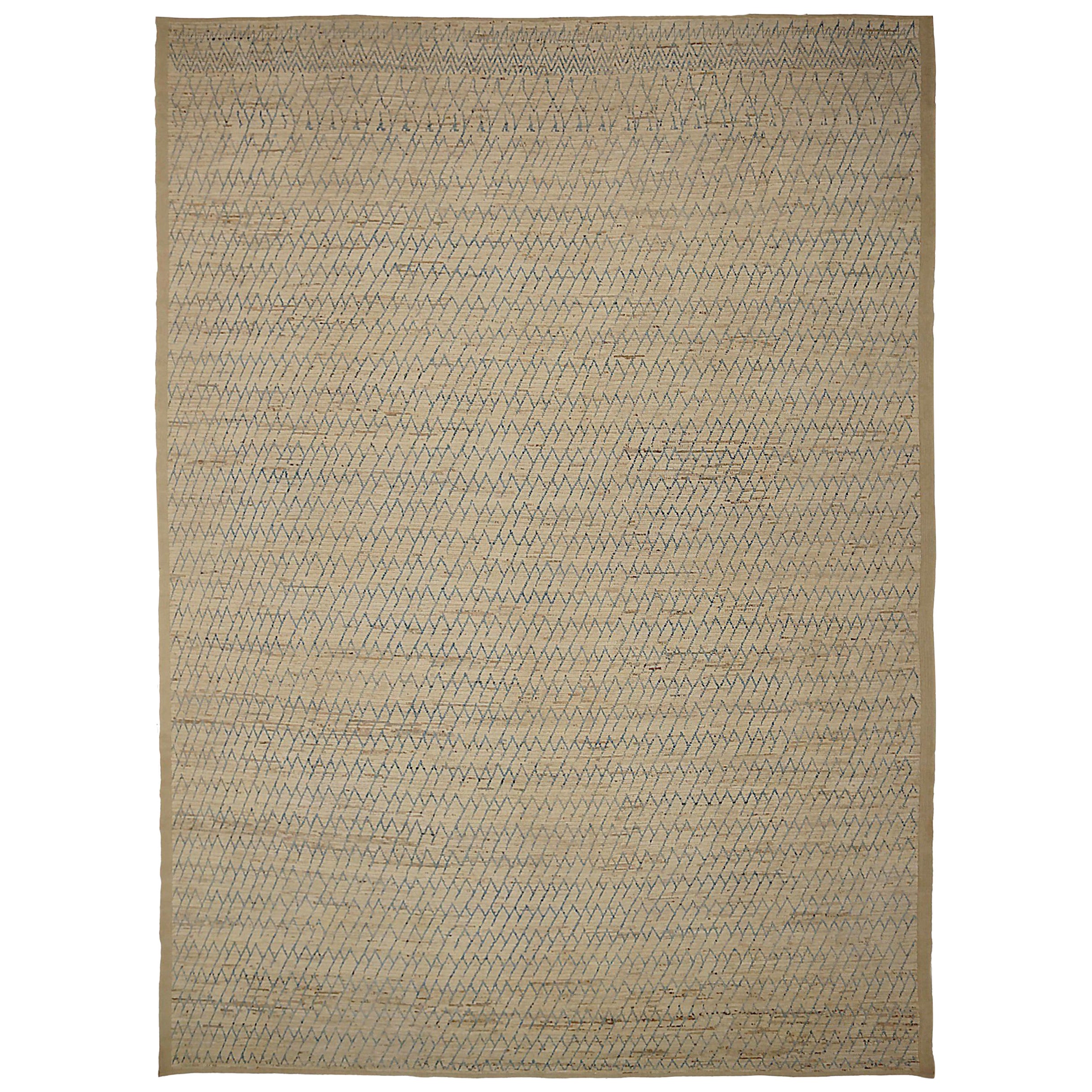 Marokkanischer Over Size-Teppich aus Afghanistan in Übergröße um 1990 - Wolle Blau Taupe Design - 90558