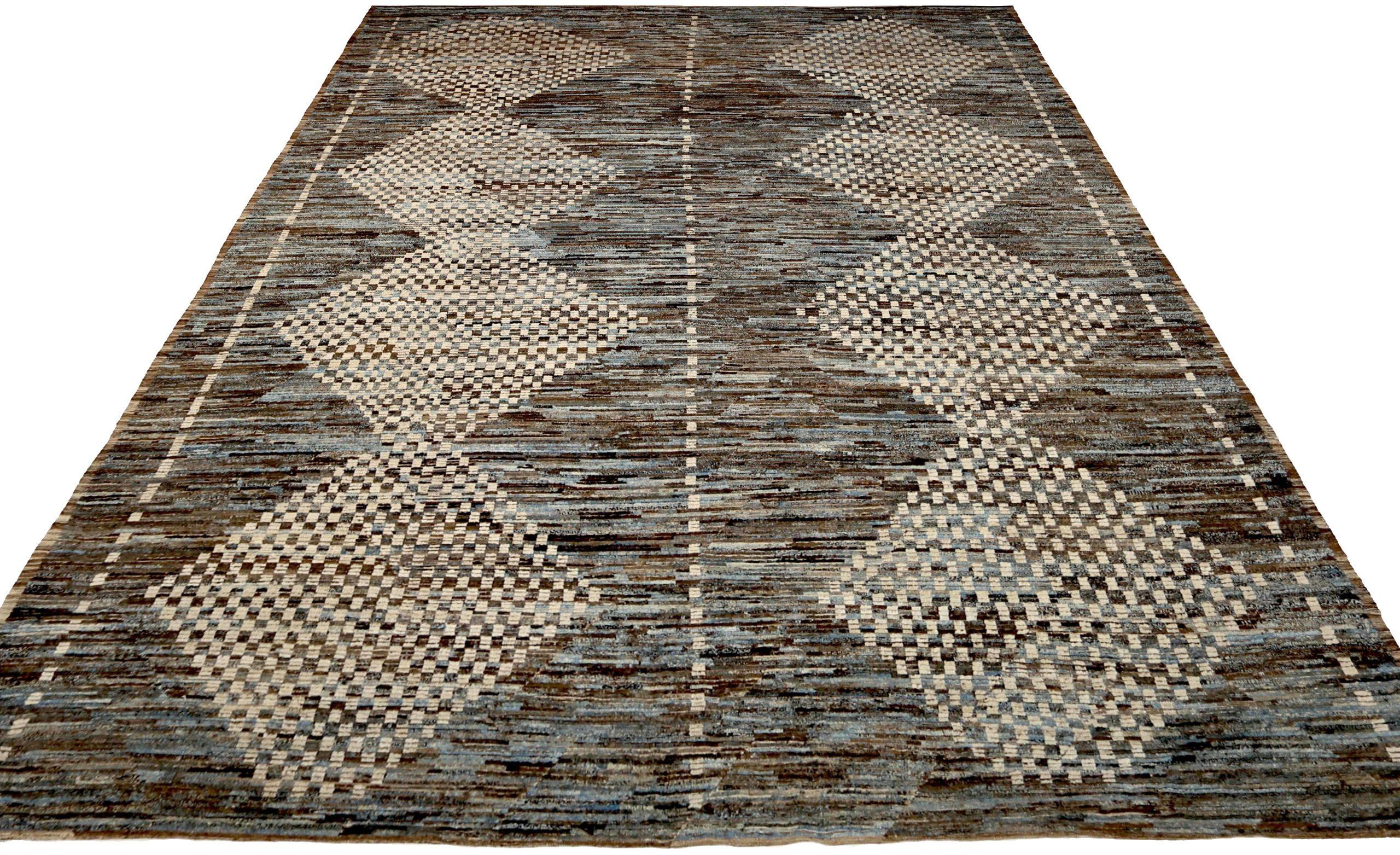 Discover the elegance of Afghanistan Moroccan featuring Over Size Rug in Circa 1990. Designed with Wool and BrownGrayIvory, this exclusive design is perfect for enhancing your space.
