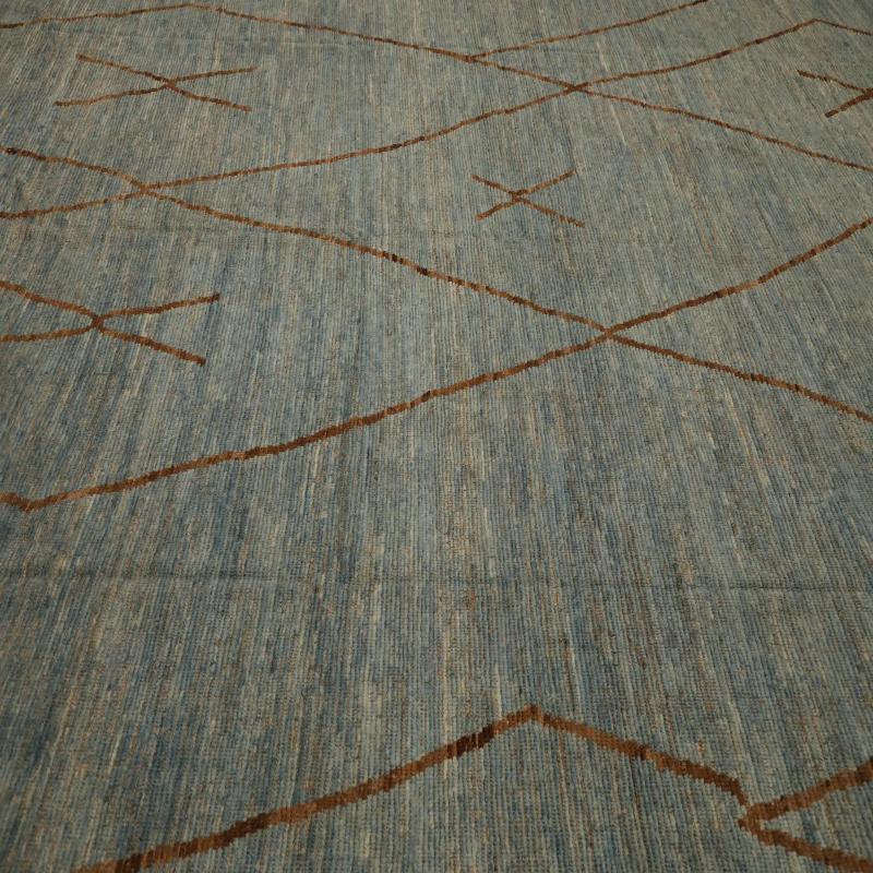 Tribal Afghanistan Tapis marocain surdimensionné - Laine Bleu Brown Design - 98453 en vente