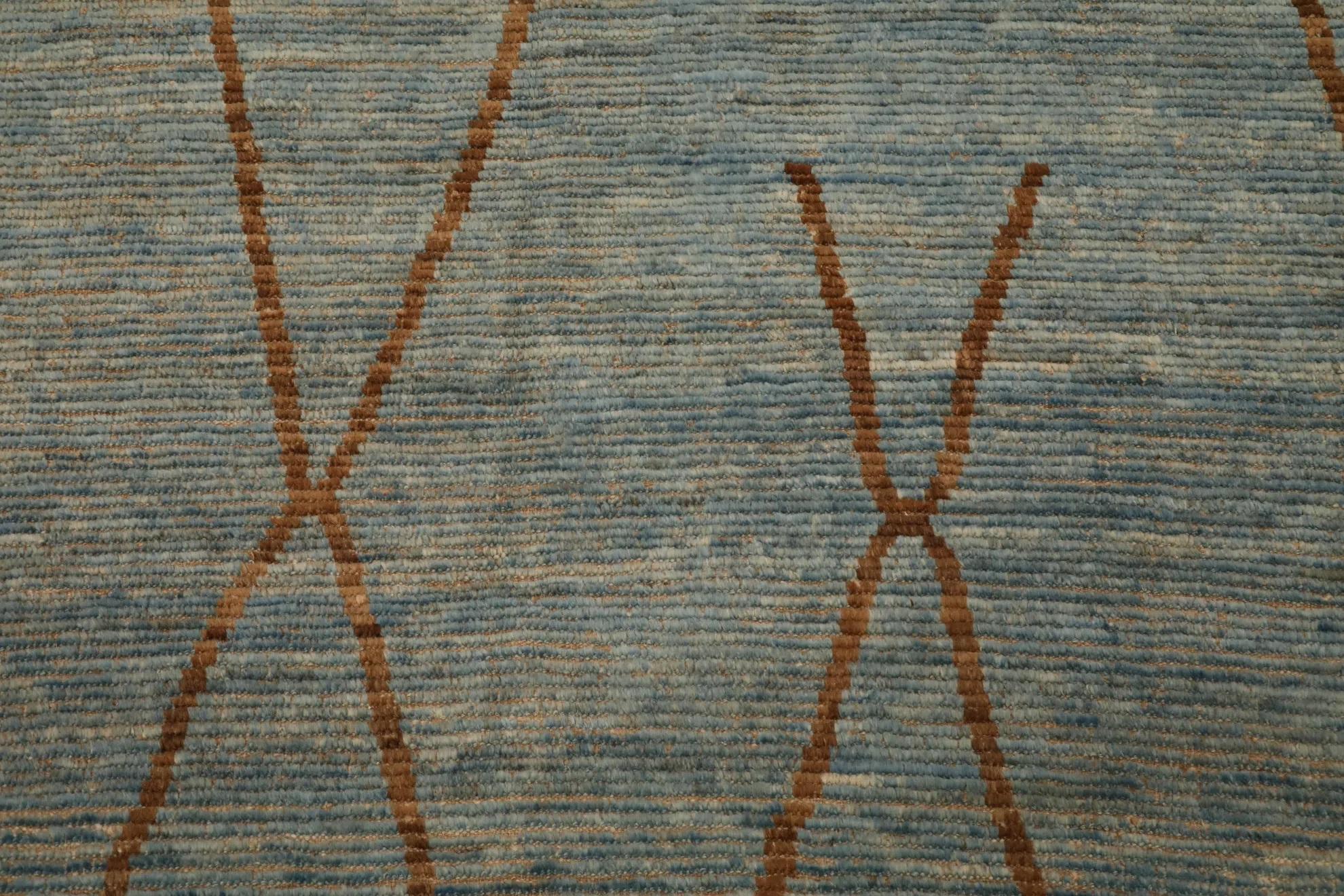 Afghanistan Tapis marocain surdimensionné - Laine Bleu Brown Design - 98453 Excellent état - En vente à Dallas, TX