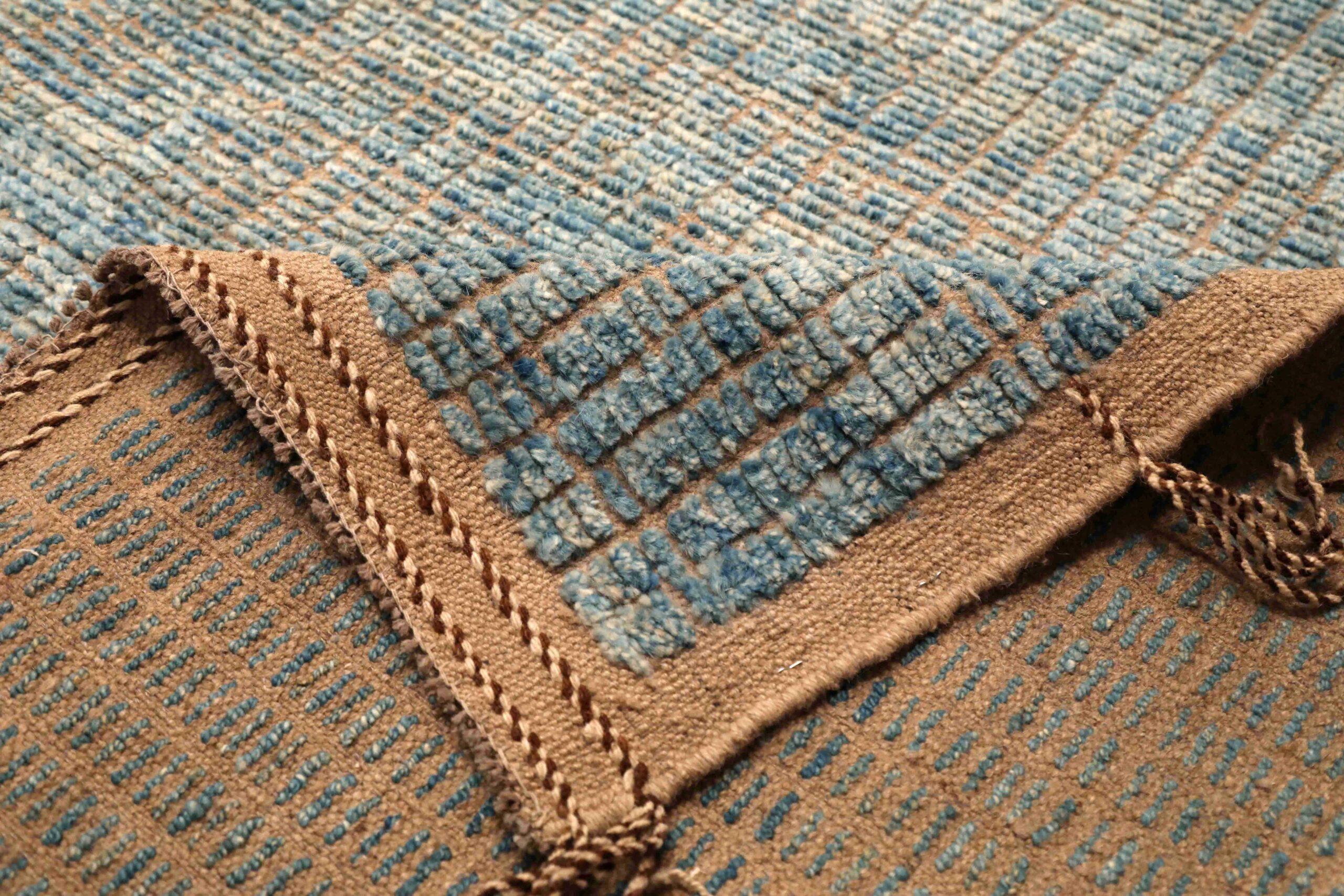Tribale Tappeto Afghanistan Moroccan Over Size - Lana Blu Marrone Taupe - 96345 in vendita