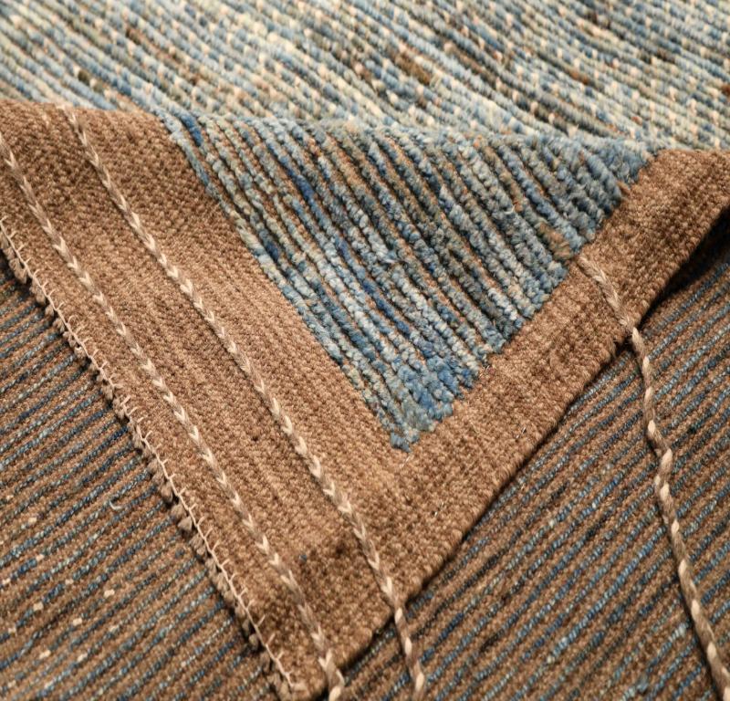 Marokkanischer Over Size-Teppich aus Afghanistan in Übergröße - Wollblau mit Design - 96337 (Afghanisch) im Angebot