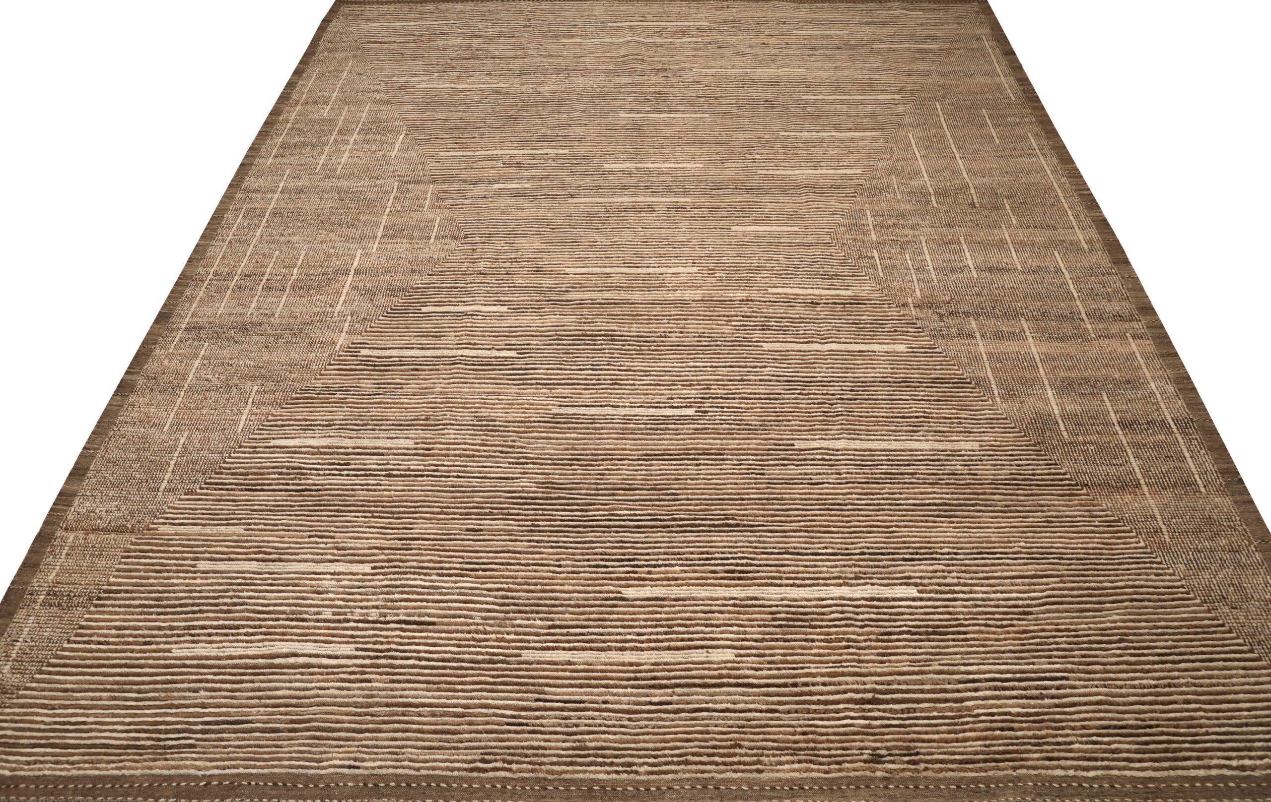 Afghanistan Moroccan Over Size Rug - Wool Brown Design - 96489 In Excellent Condition For Sale In Dallas, TX