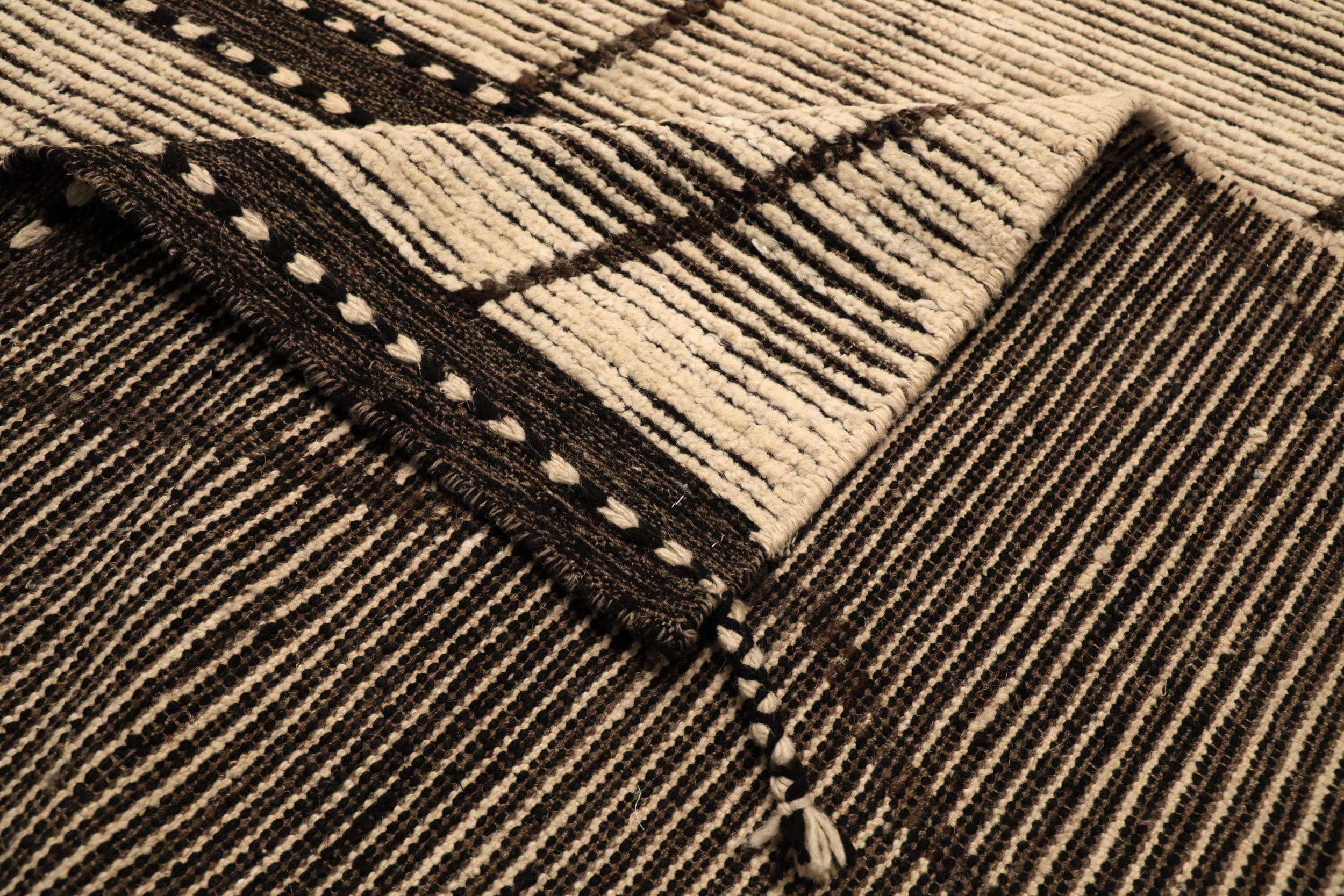 Afghano Tappeto Afghanistan Moroccan Over Size - Lana Marrone Avorio Design - 94347 in vendita