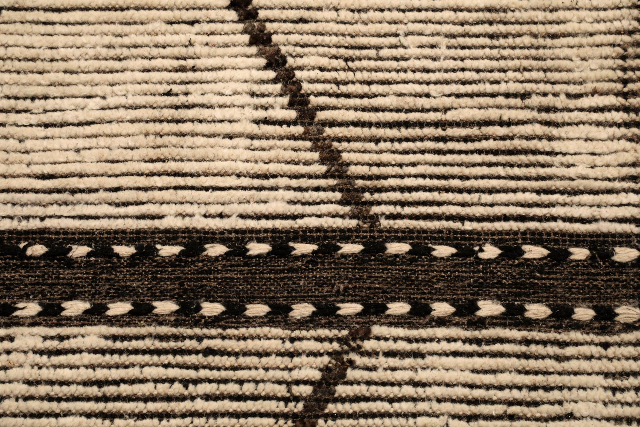 Tappeto Afghanistan Moroccan Over Size - Lana Marrone Avorio Design - 94347 In condizioni ottime in vendita a Dallas, TX